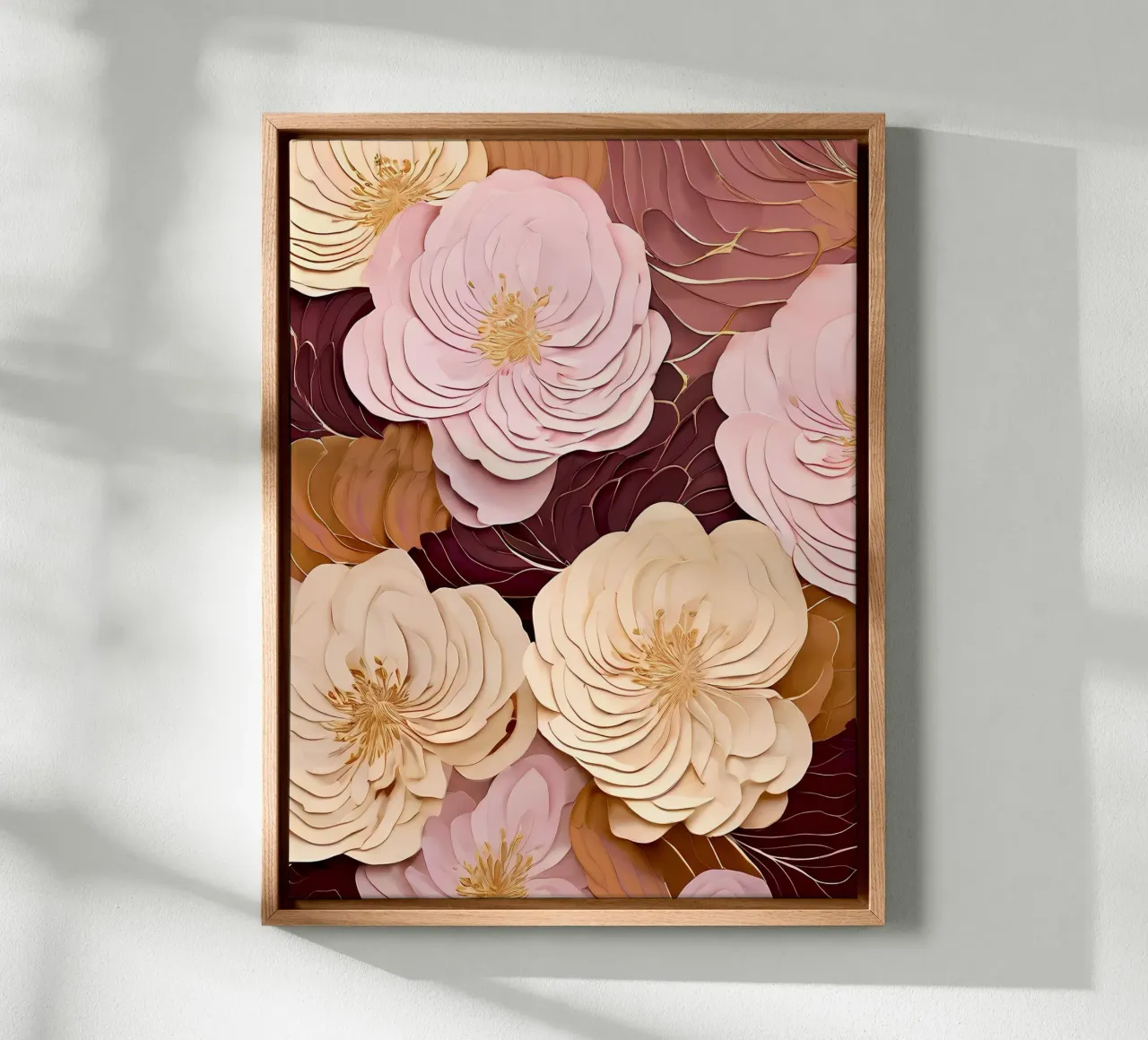 Papieren wandkleed met bloemen canvas met Baklijst van Artistic-shop