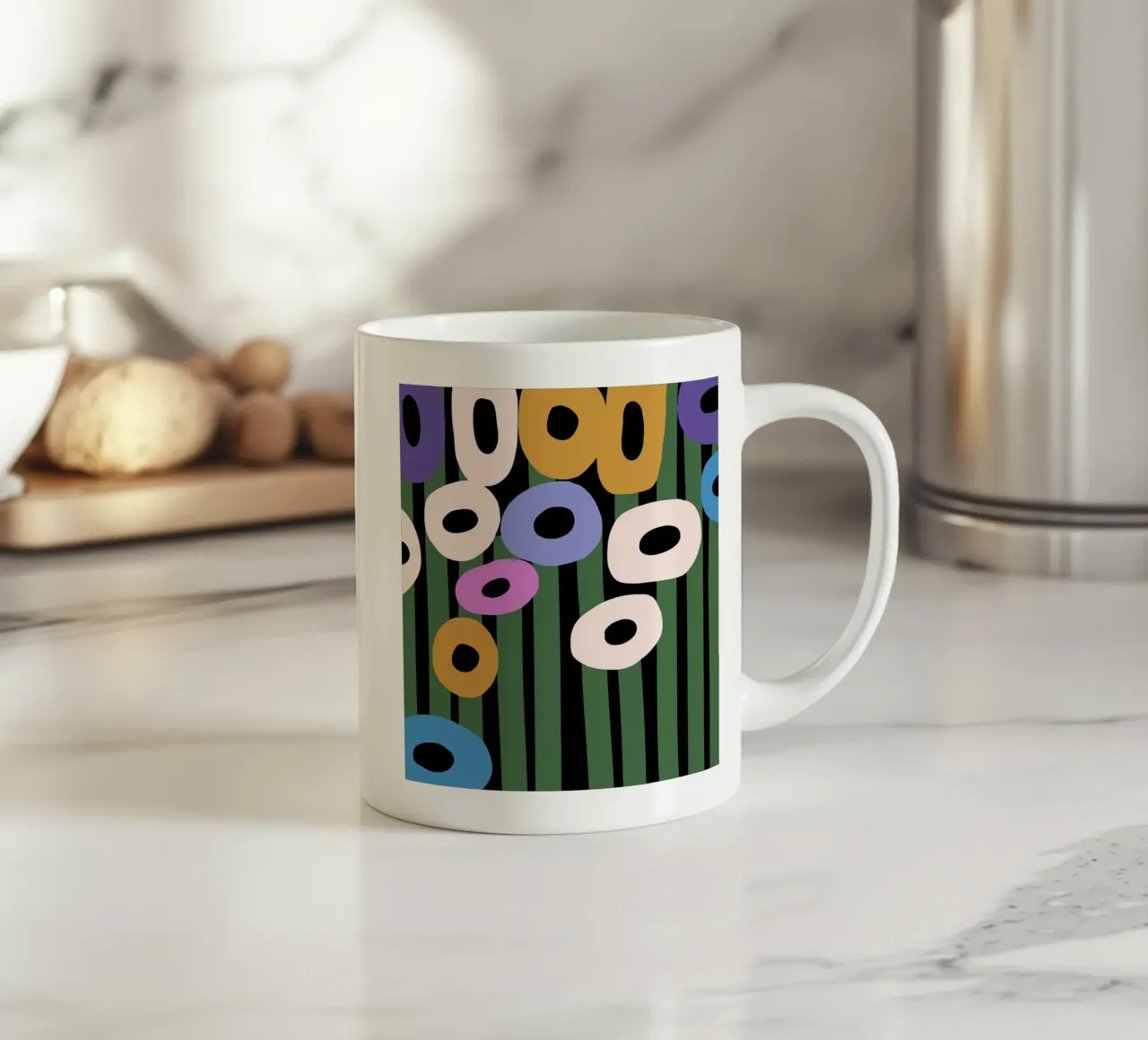 Fiori di ciambella colorati tazza in ceramica da Little Dean