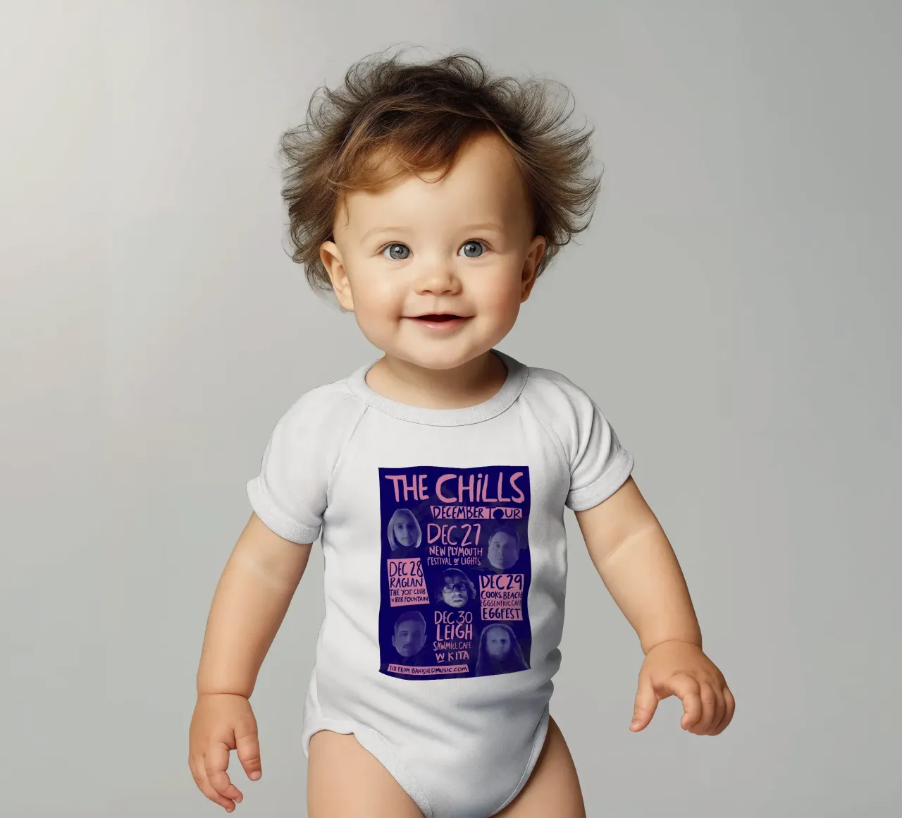 Silhouette Face - The Chills - Jangle Pop body neonato maniche corte da eliouxence
