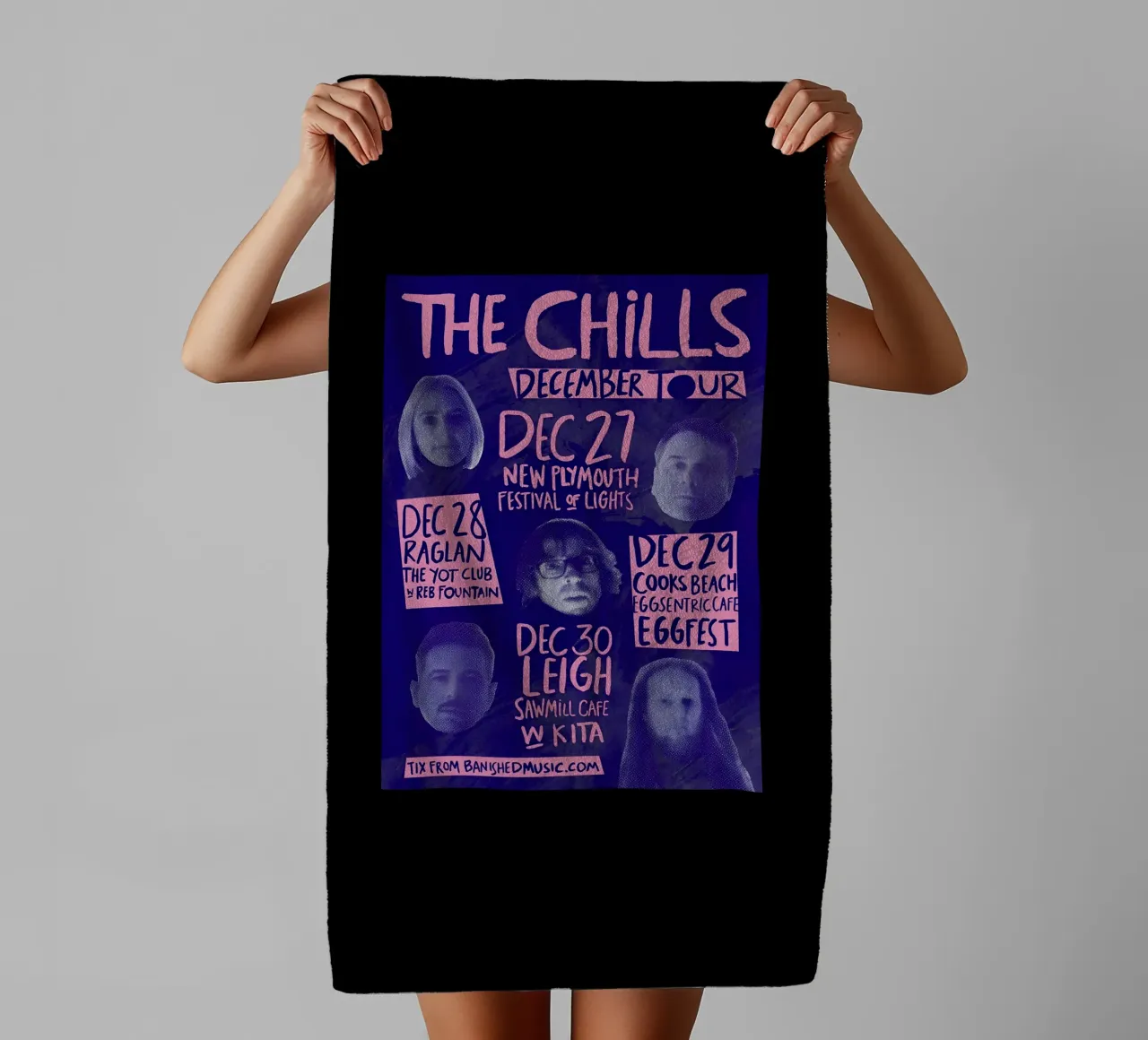 Silhouette Face - The Chills - Jangle Pop asciugamano da bagno da eliouxence