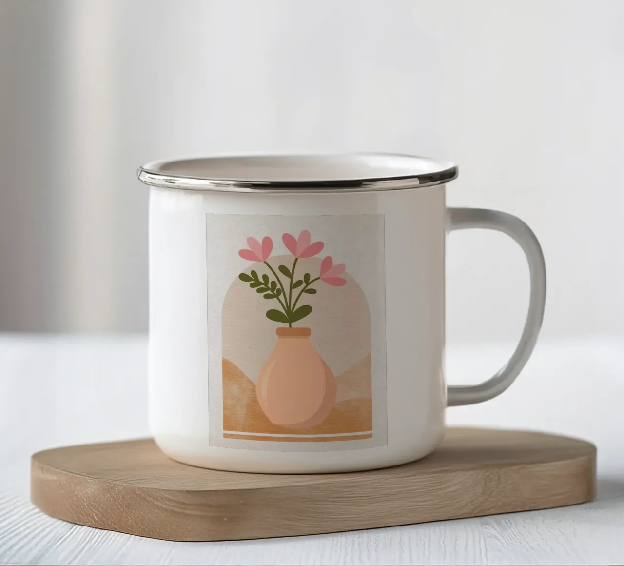 Illustrazione di un vaso floreale tazza in smalto da Charlotte Gagnon