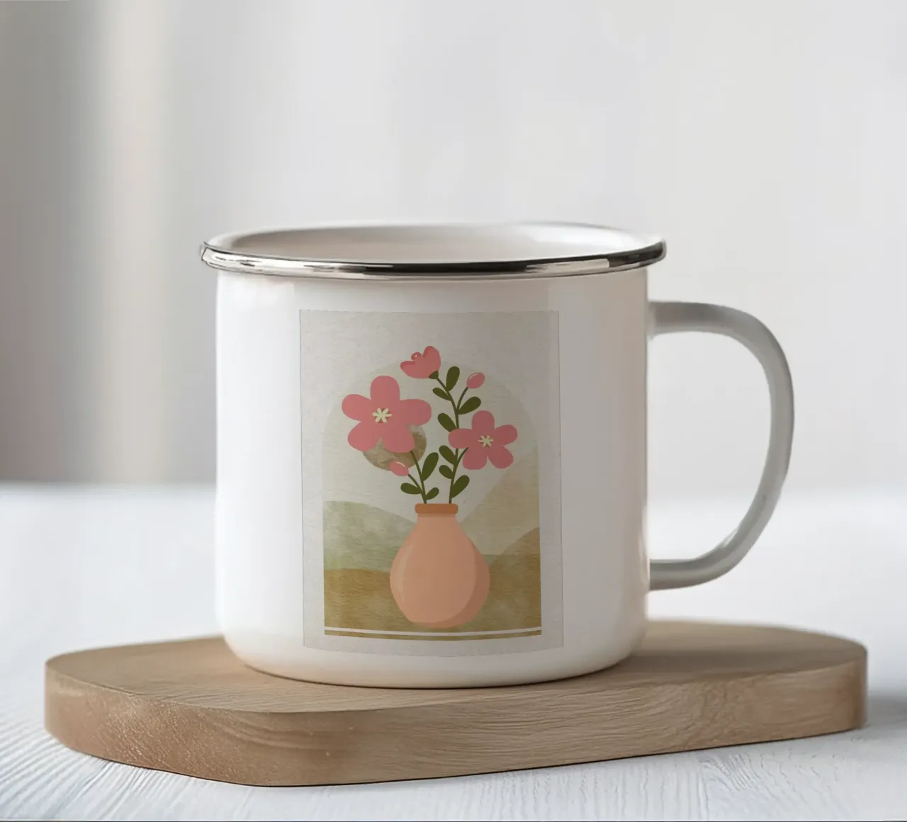 Illustrazione di un vaso floreale tazza in smalto da Charlotte Gagnon