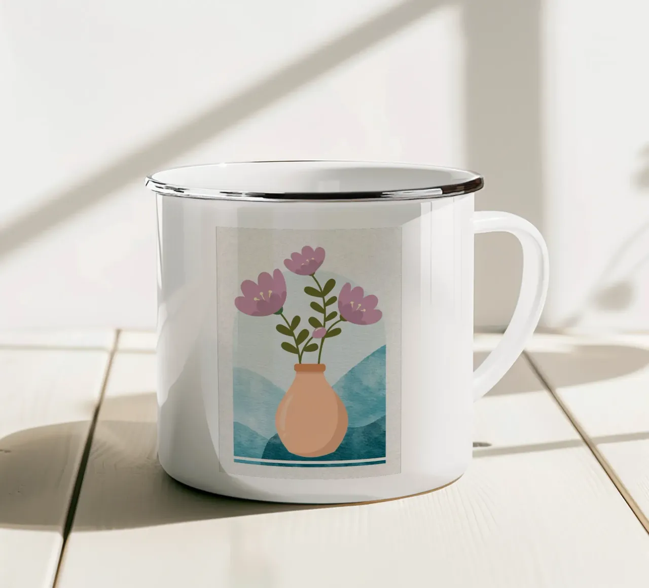 Illustrazione di un vaso floreale tazza in smalto da Charlotte Gagnon