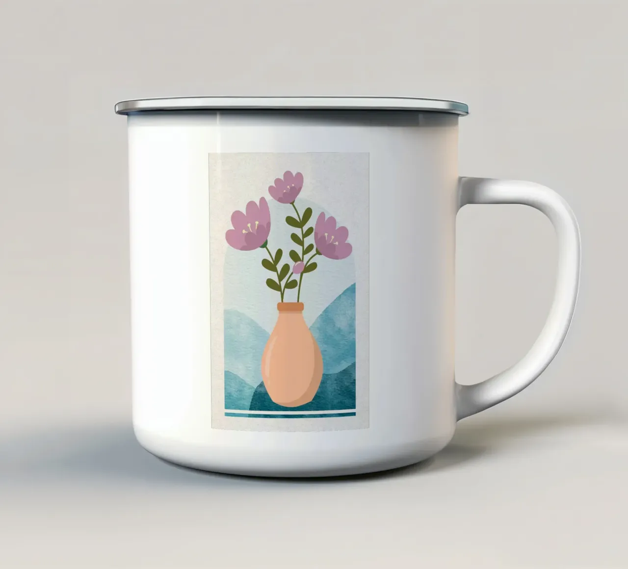 Illustrazione di un vaso floreale tazza in smalto da Charlotte Gagnon