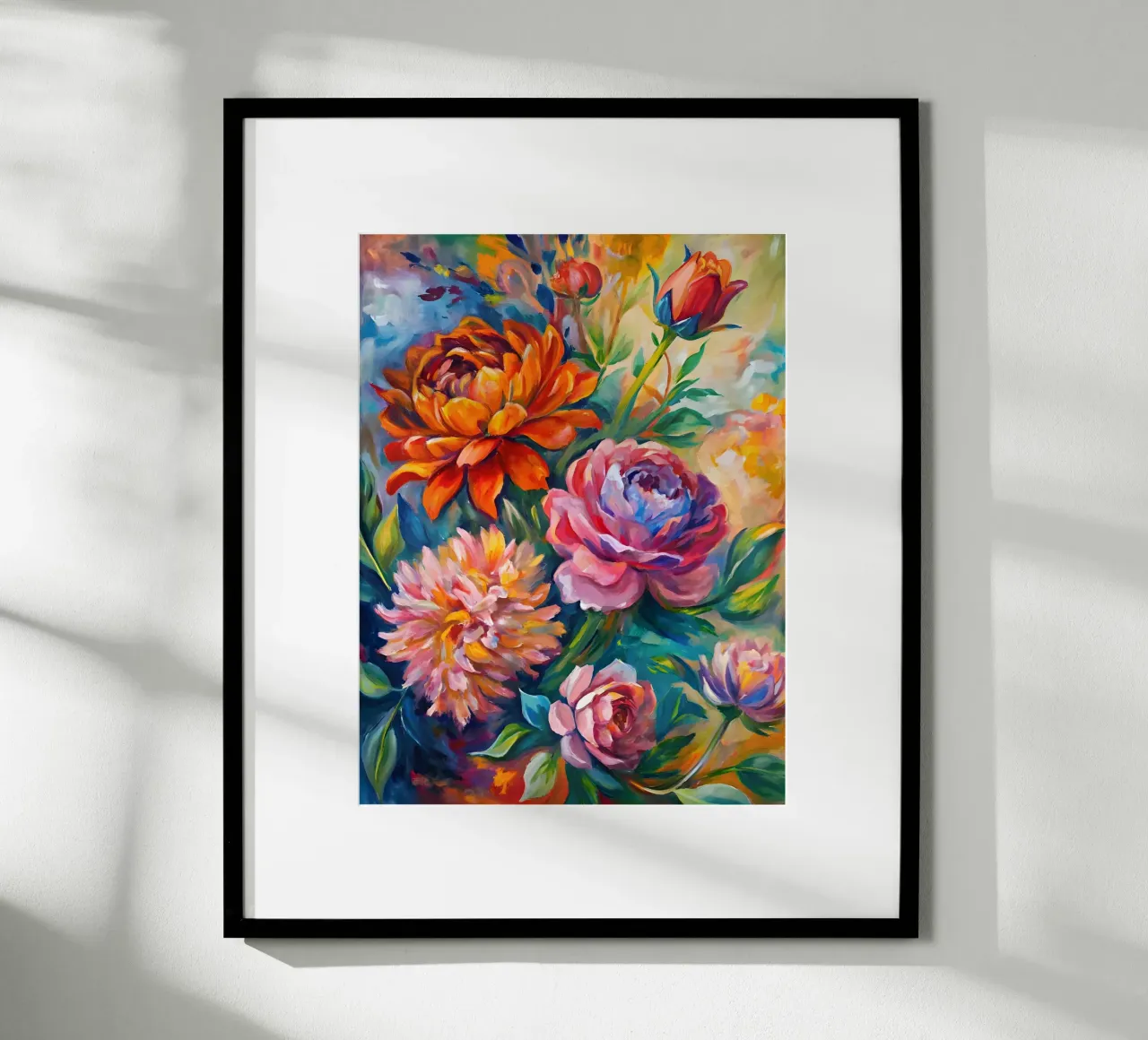 Sinfonia di peonie poster con telaio in alluminio da Artistic-shop
