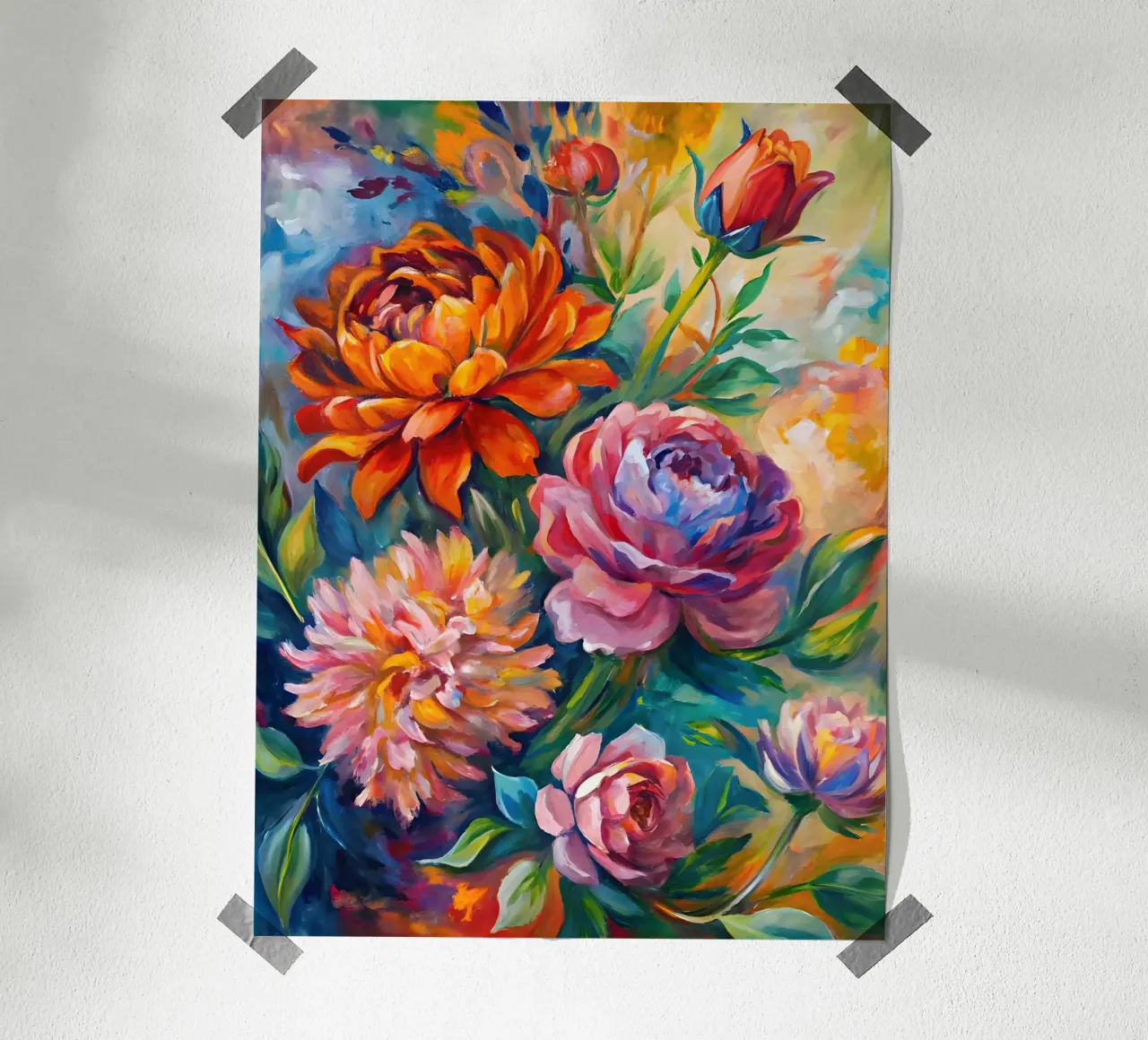 Sinfonia di peonie poster con telaio in alluminio da Artistic-shop