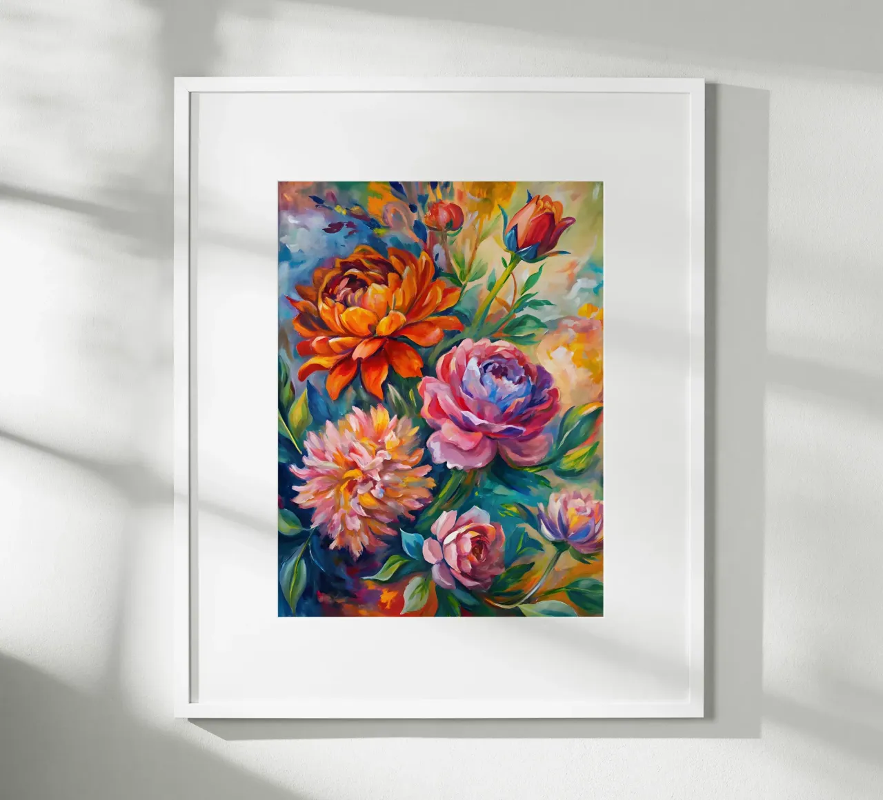 Sinfonia di peonie poster con telaio in alluminio da Artistic-shop