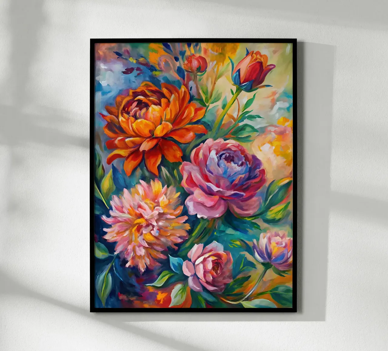 Sinfonia di peonie poster con telaio in alluminio da Artistic-shop