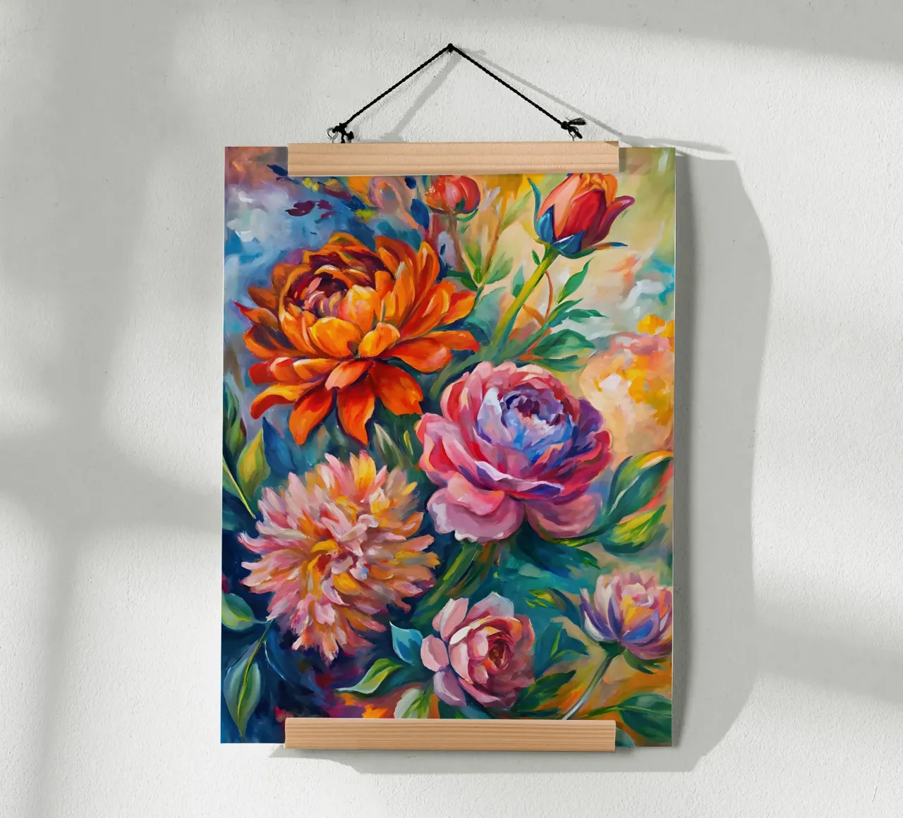 Sinfonia di peonie poster con telaio in alluminio da Artistic-shop