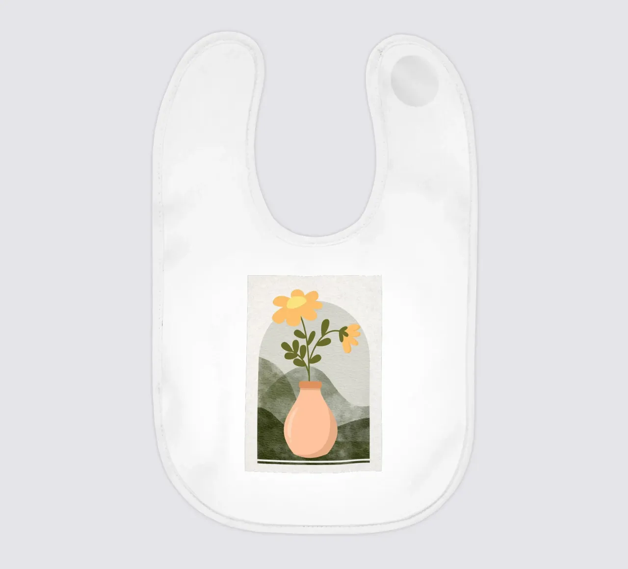 Illustrazione di un fiore in un vaso bavaglino da Charlotte Gagnon