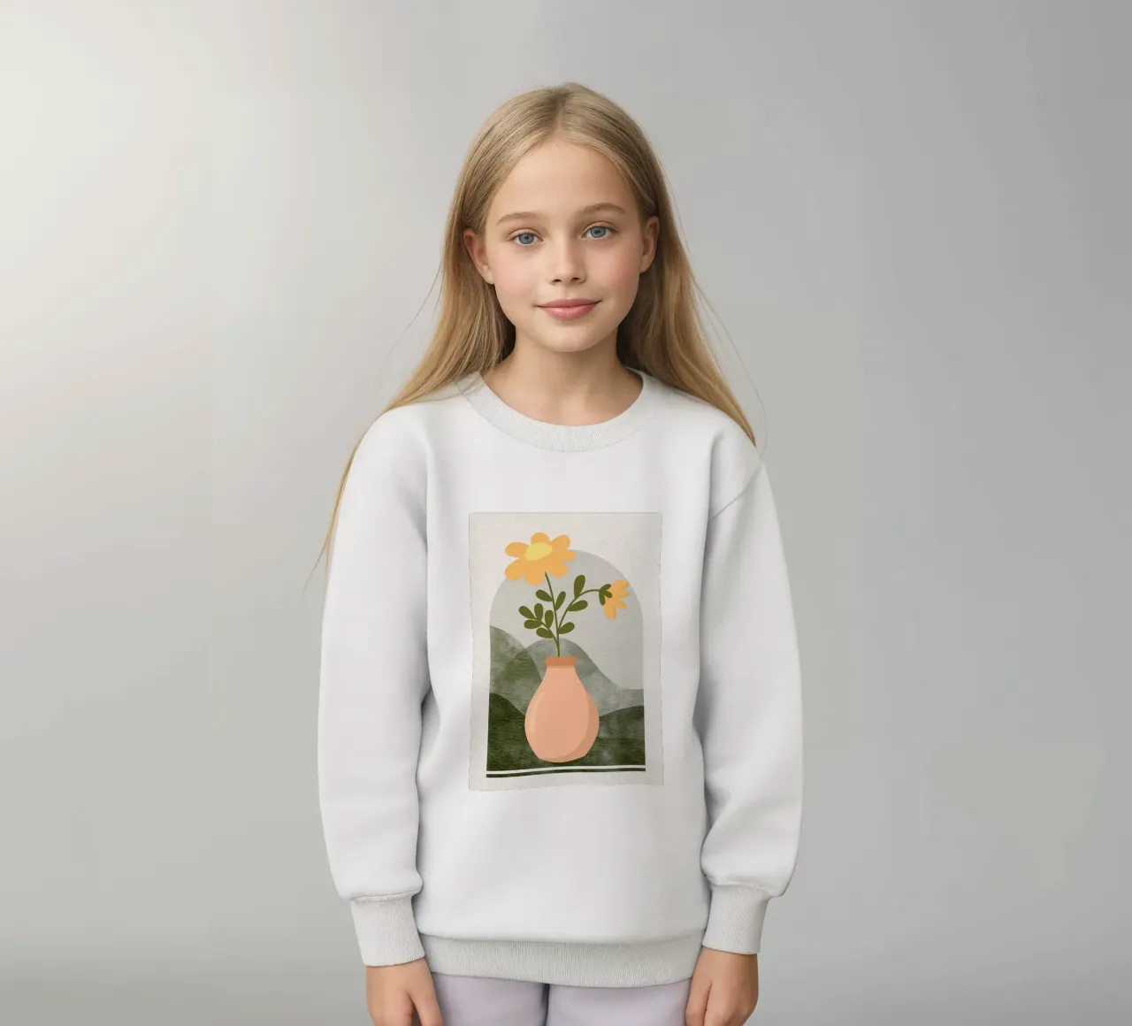 Illustrazione di un fiore in un vaso felpa bambino da Charlotte Gagnon