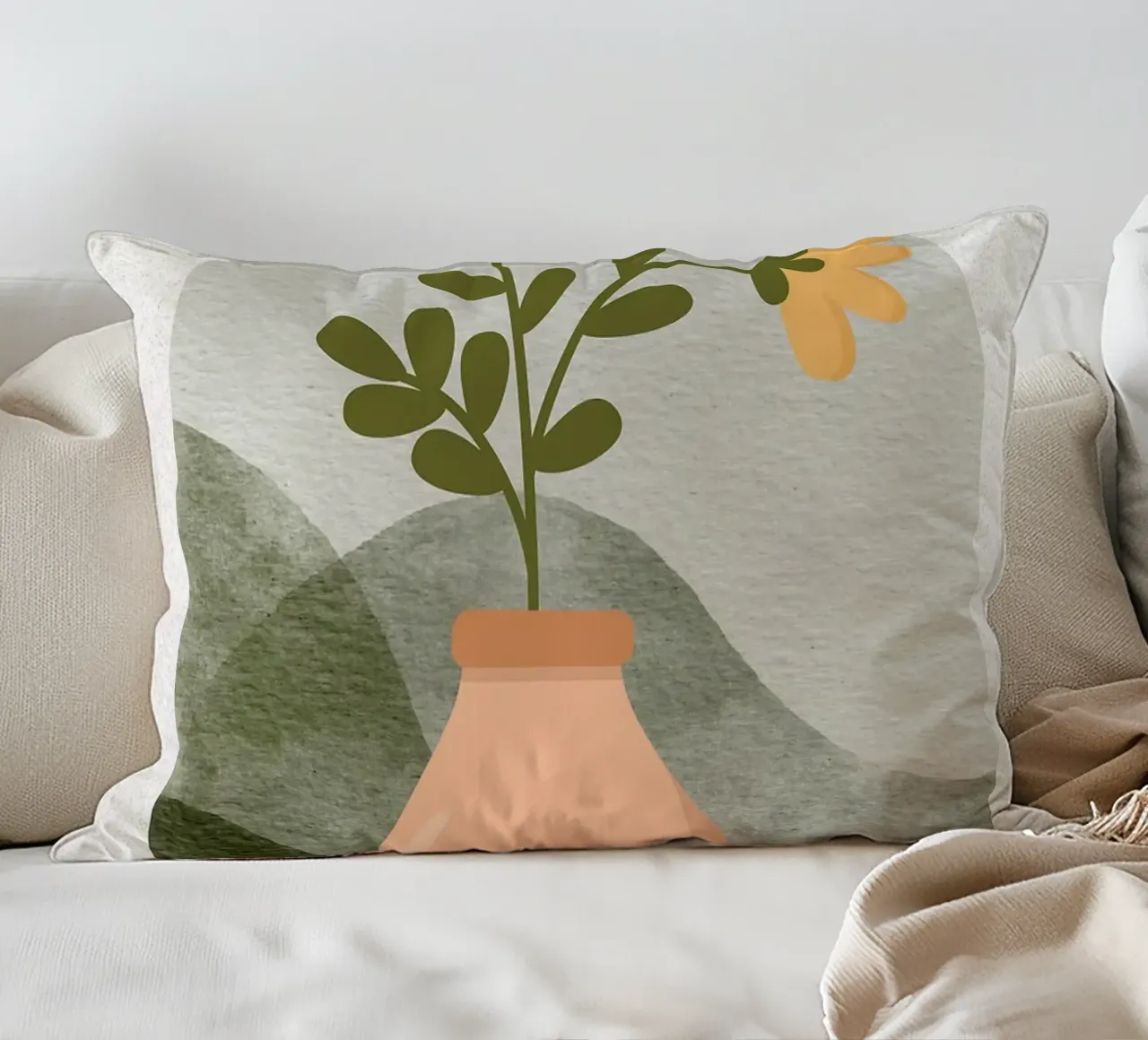 Illustrazione di un fiore in un vaso cuscino da Charlotte Gagnon