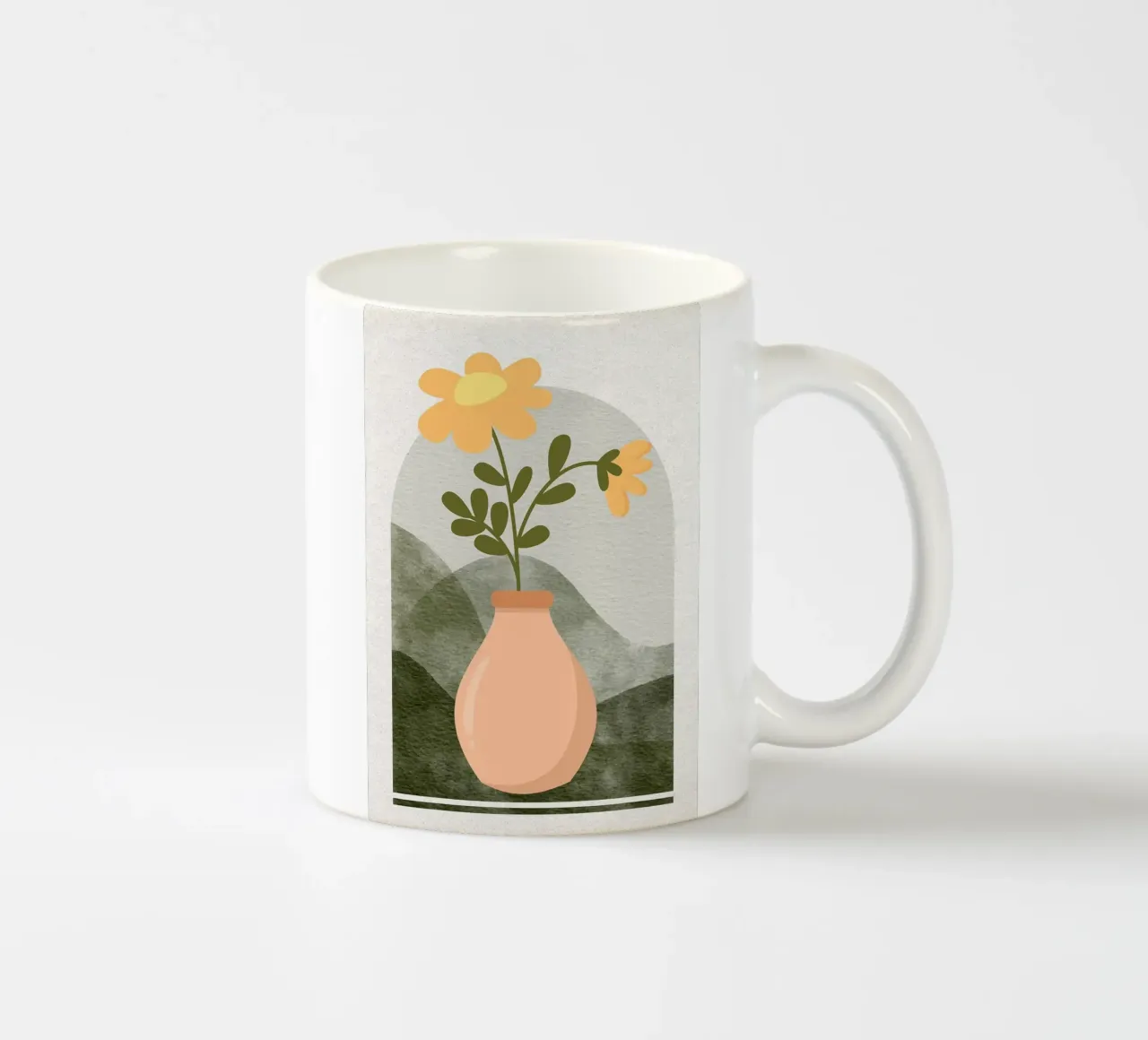Illustrazione di un fiore in un vaso tazza in ceramica da Charlotte Gagnon