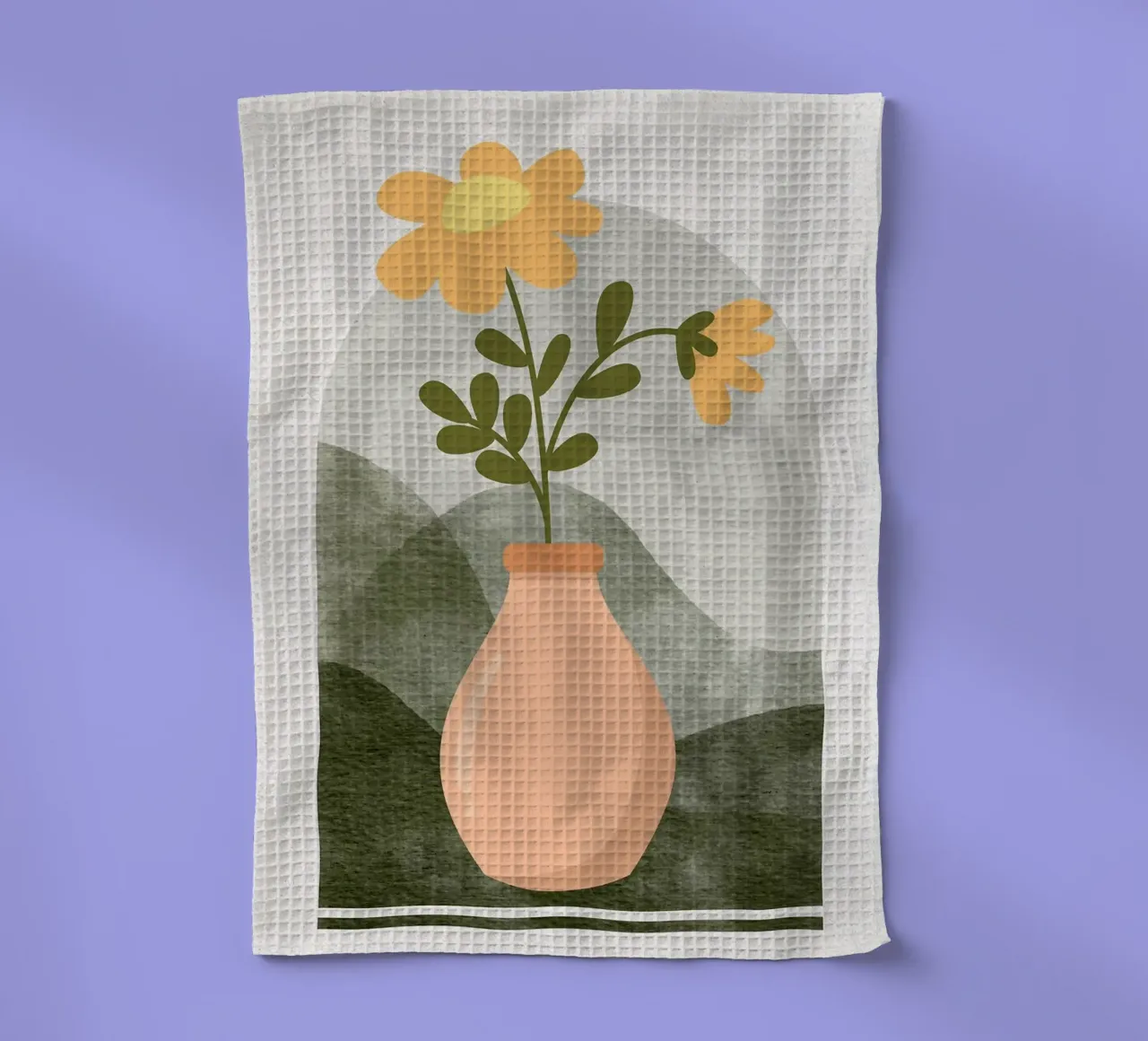 Illustrazione di un fiore in un vaso canovaccio da cucina da Charlotte Gagnon