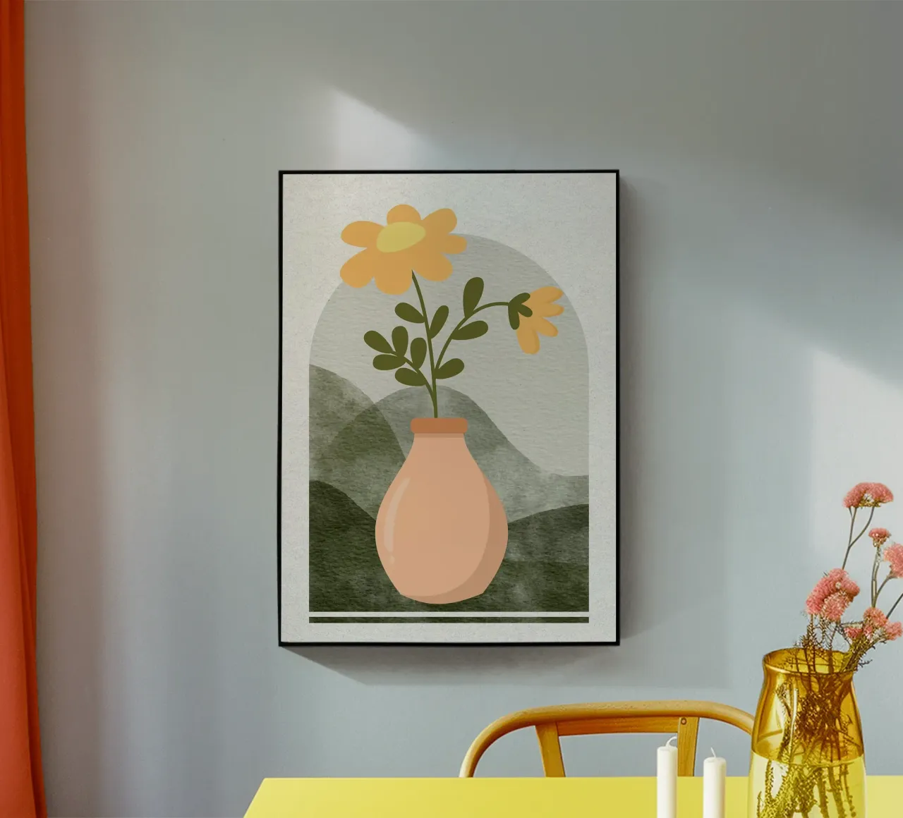 Illustrazione di un fiore in un vaso plexiglass da Charlotte Gagnon