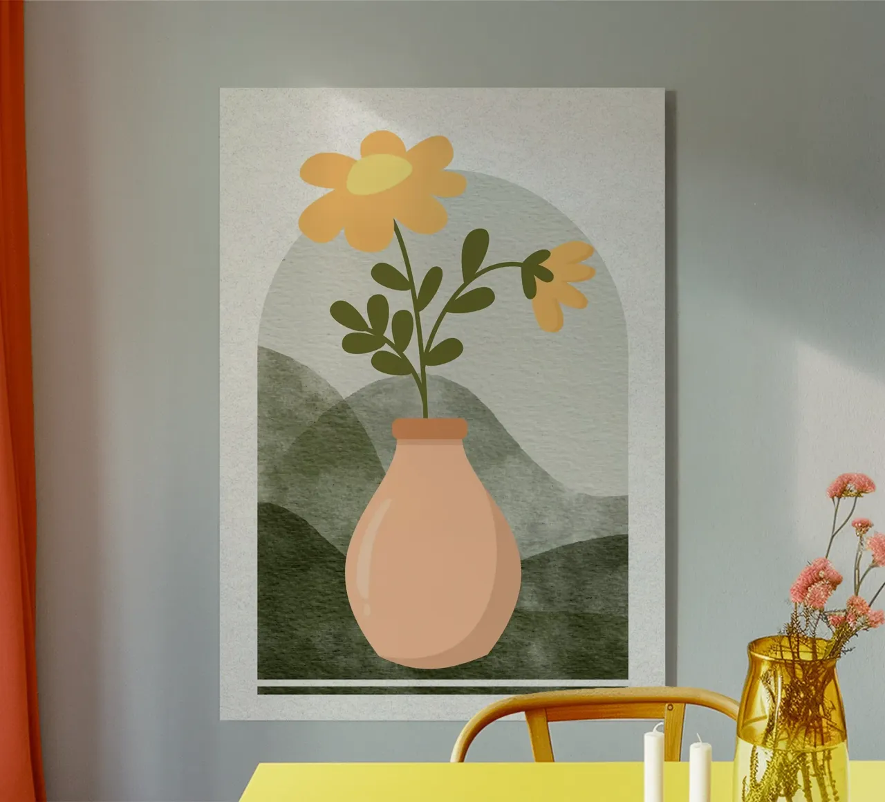 Illustrazione di un fiore in un vaso plexiglass da Charlotte Gagnon