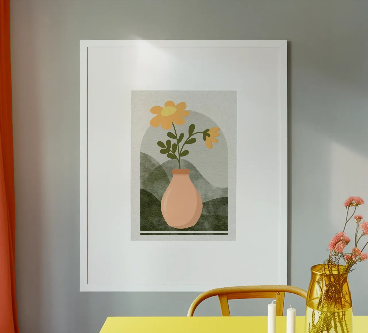 Illustrazione di un fiore in un vaso carta hahnemühle da Charlotte Gagnon