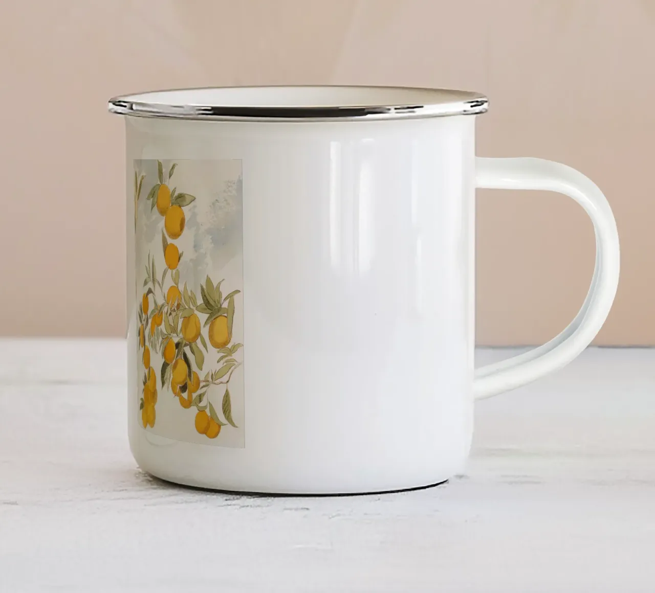 Fruit tree  watercolor tazza in smalto da vintageshop