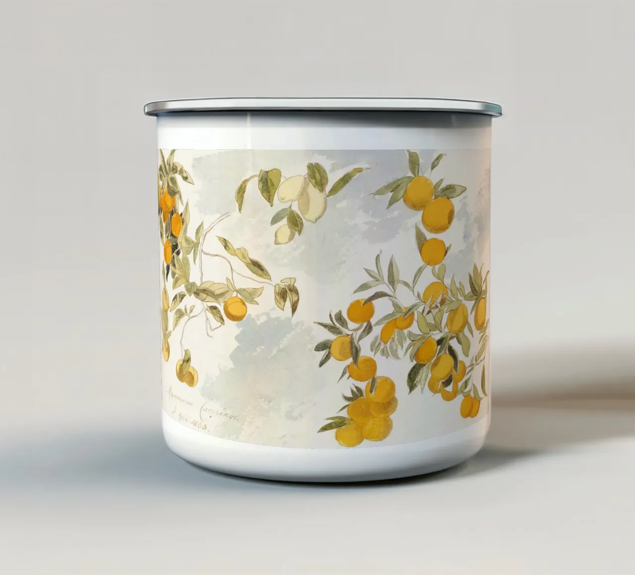 Fruit tree  watercolor tazza in smalto da vintageshop