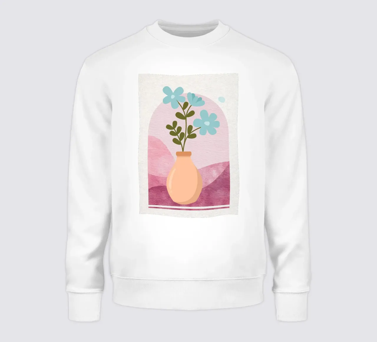 Vaso con fiori blu illustrazione felpa da Charlotte Gagnon