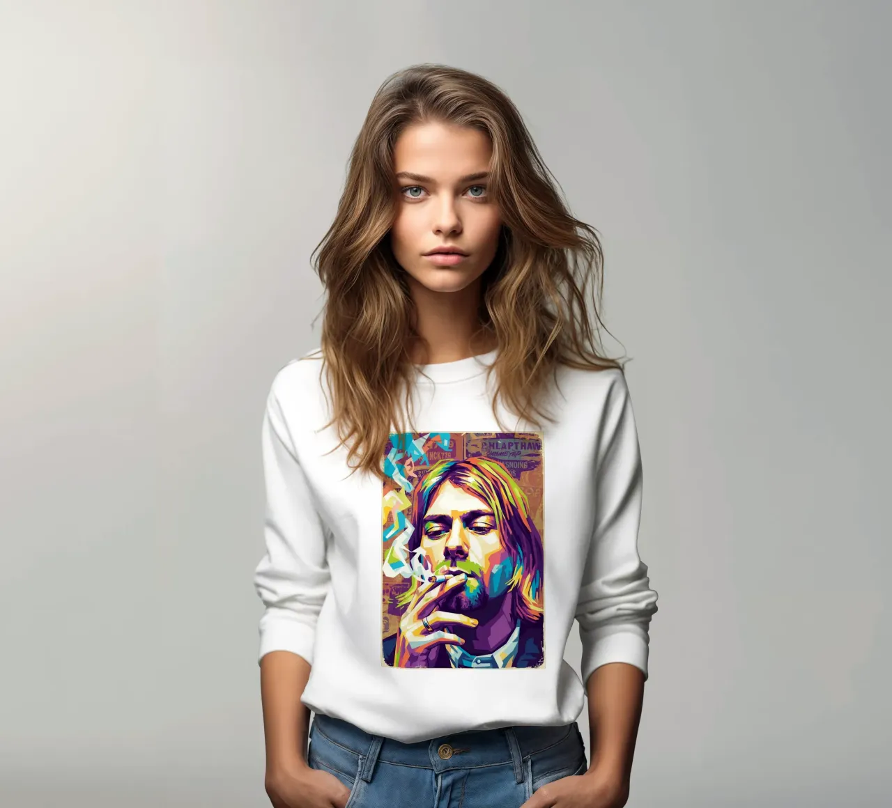 Kurt Cobain che fuma felpa da Hantamrata