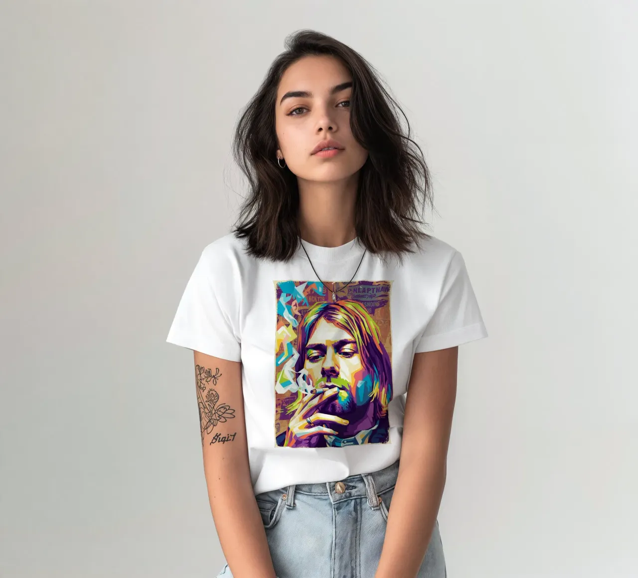 Kurt Cobain che fuma t-shirt da Hantamrata
