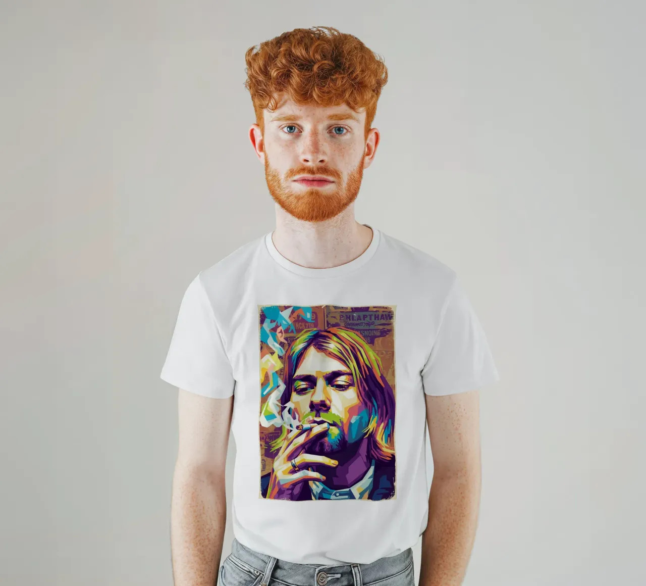 Kurt Cobain che fuma t-shirt da Hantamrata