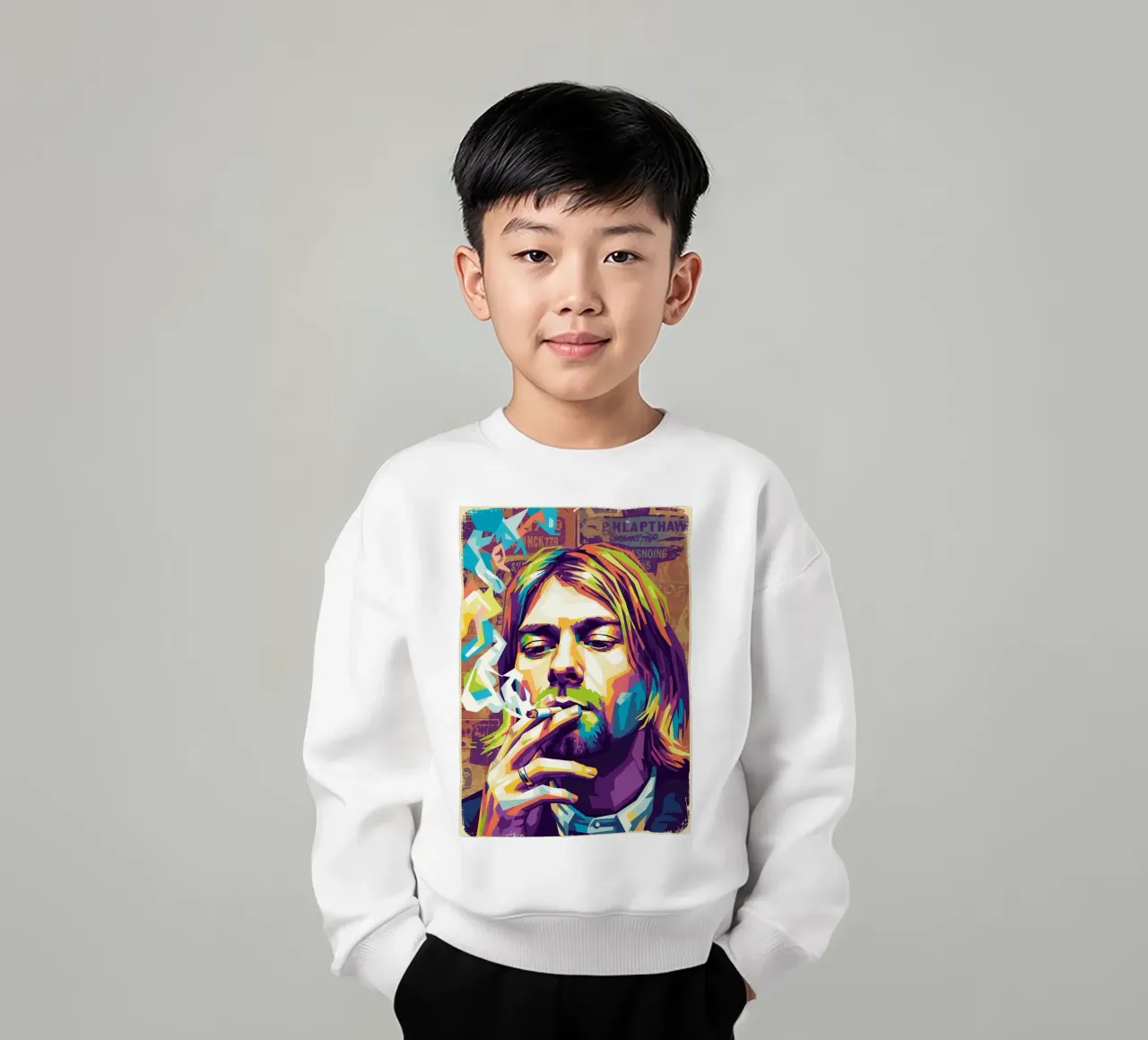 Kurt Cobain che fuma felpa bambino da Hantamrata