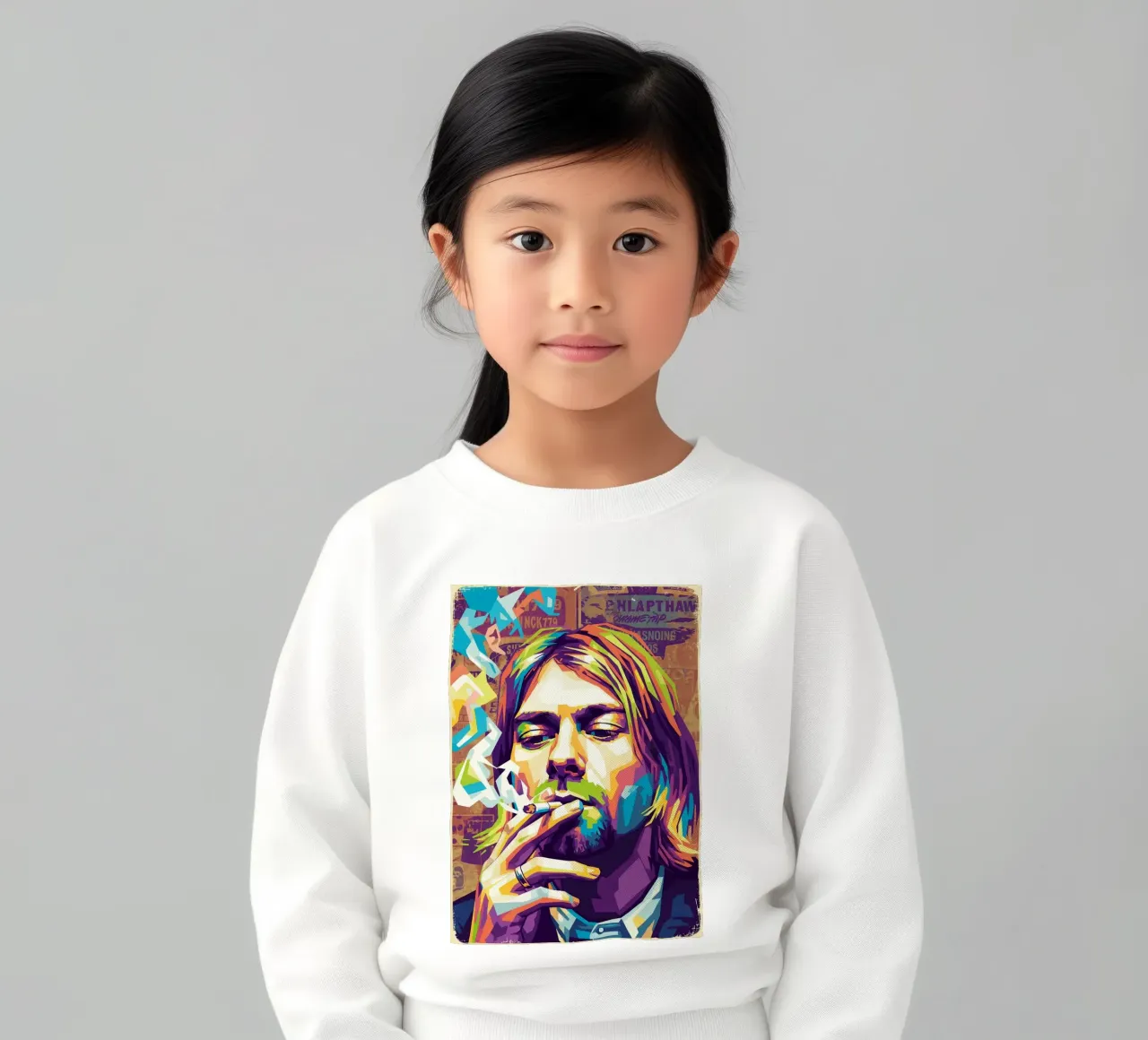 Kurt Cobain che fuma felpa bambino da Hantamrata