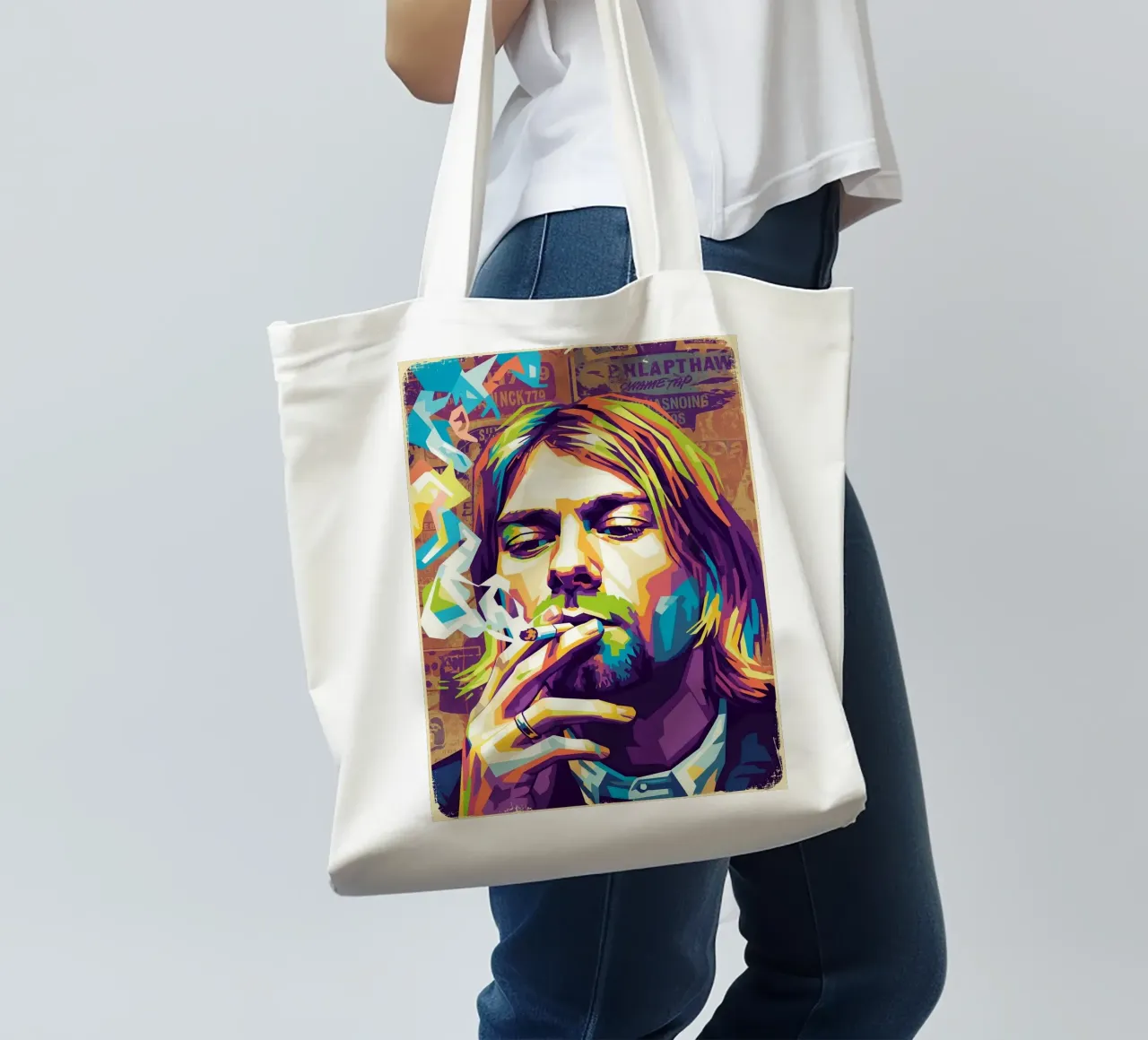 Kurt Cobain che fuma borsa in juta da Hantamrata