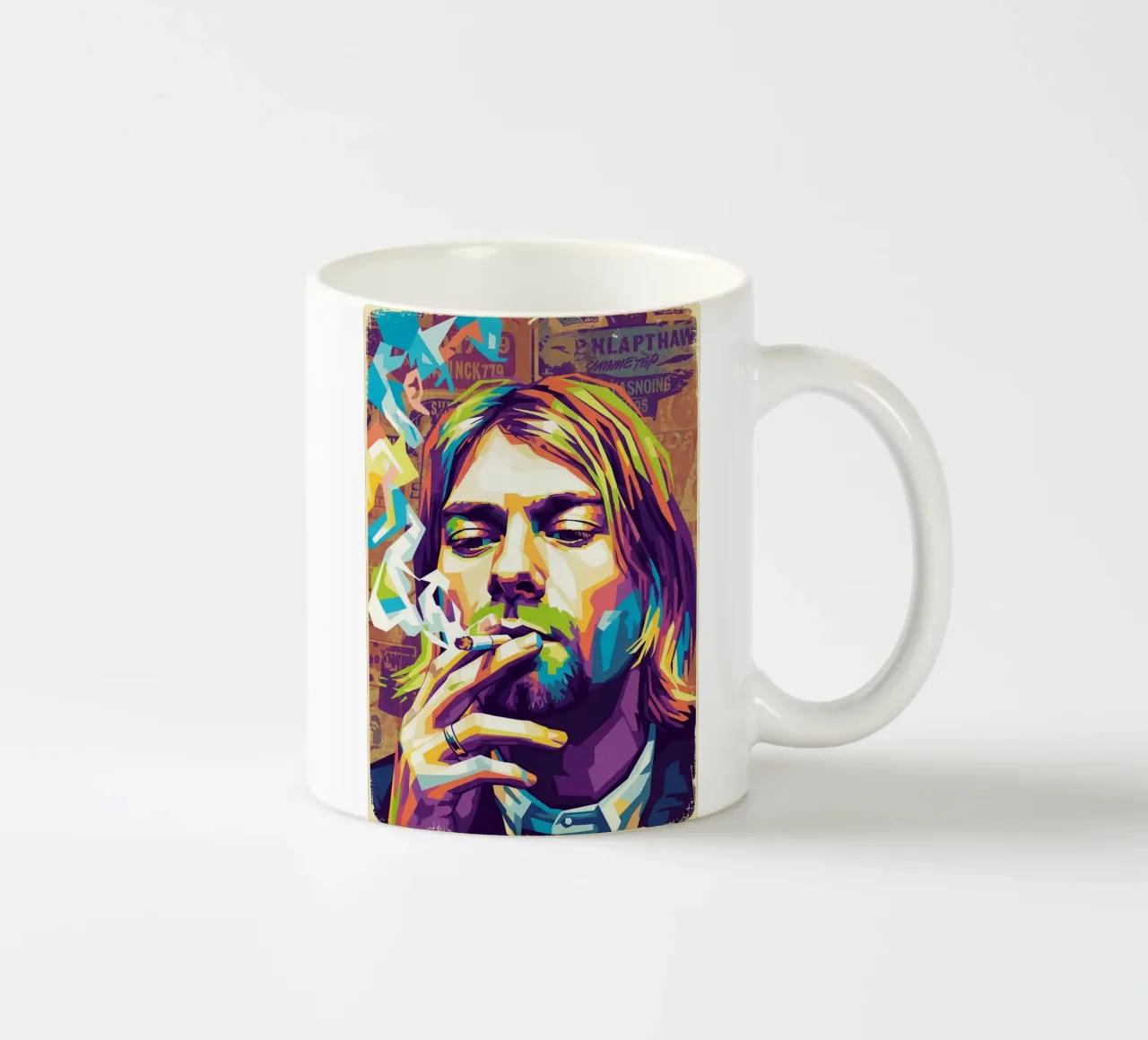 Kurt Cobain che fuma tazza in ceramica da Hantamrata