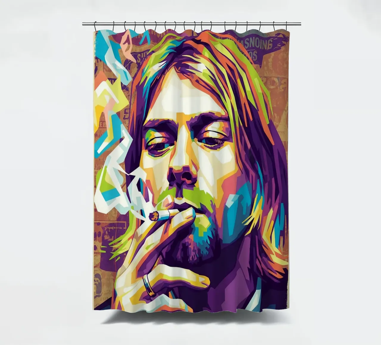 Kurt Cobain che fuma tenda da doccia da Hantamrata