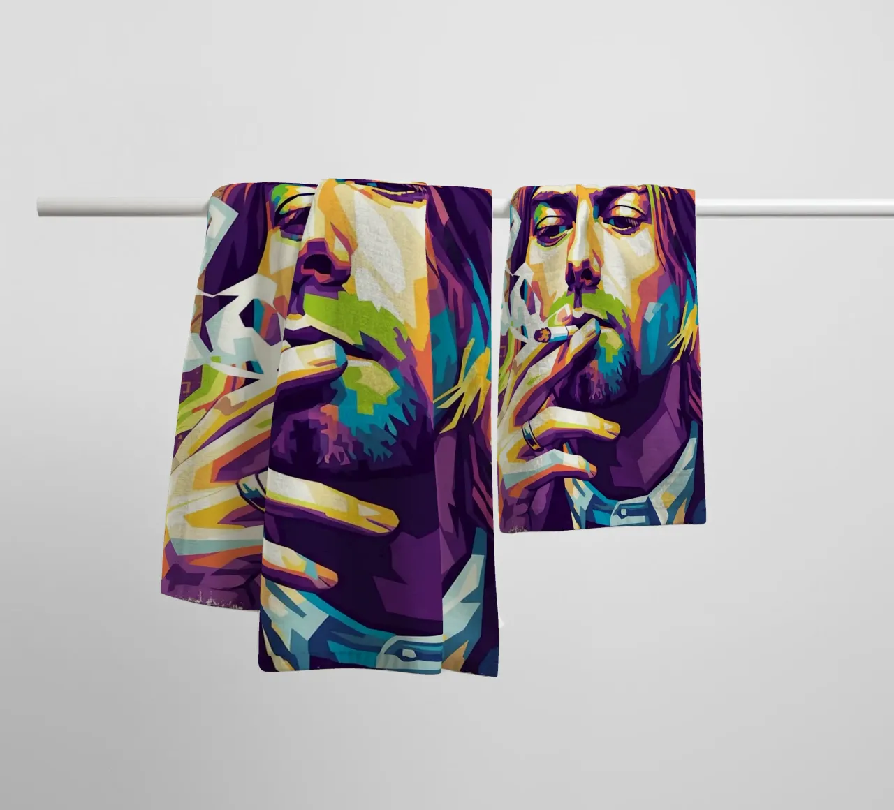 Kurt Cobain che fuma asciugamano da bagno da Hantamrata