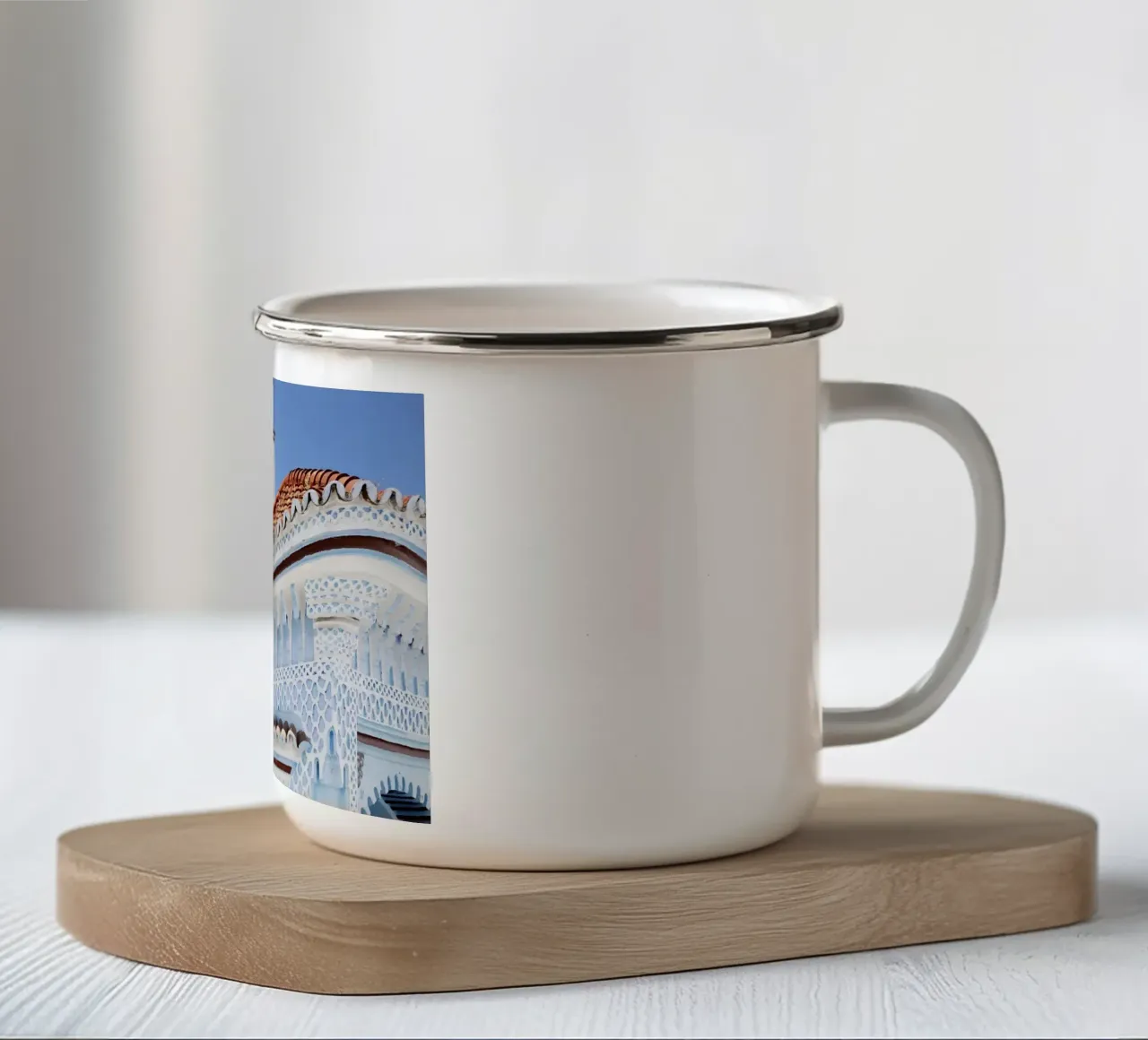 Dettaglio case a chefchaouen (Marocco) tazza in smalto da Simon Koy