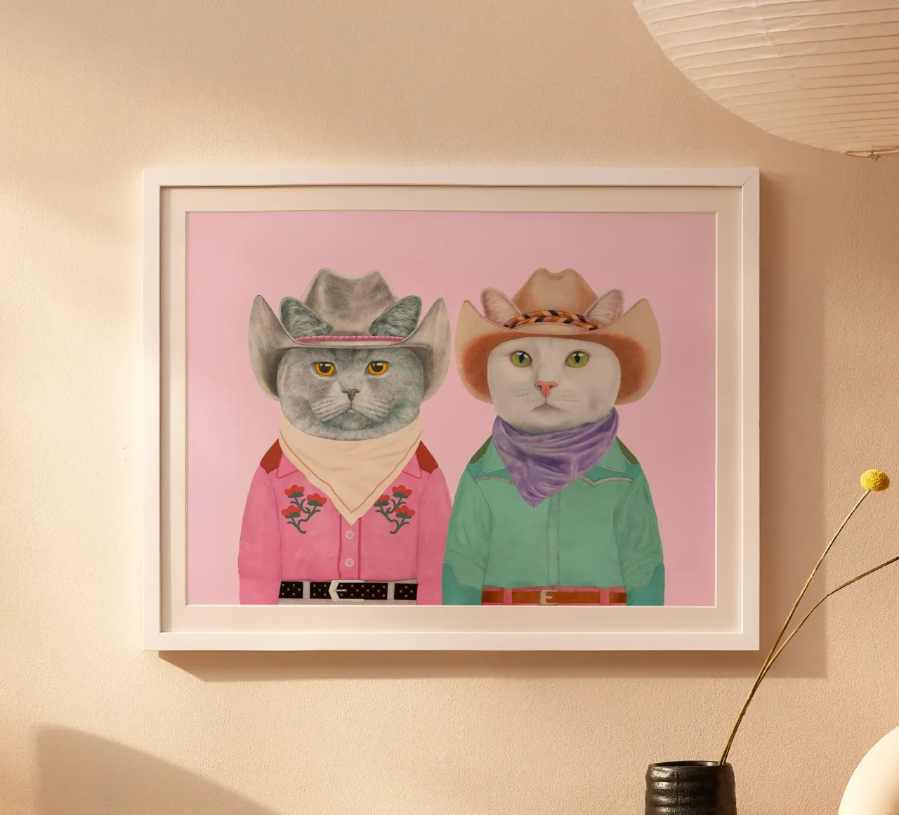 Gatti Rodeo - gatti bianchi e grigi poster con telaio in alluminio da Animal Crew