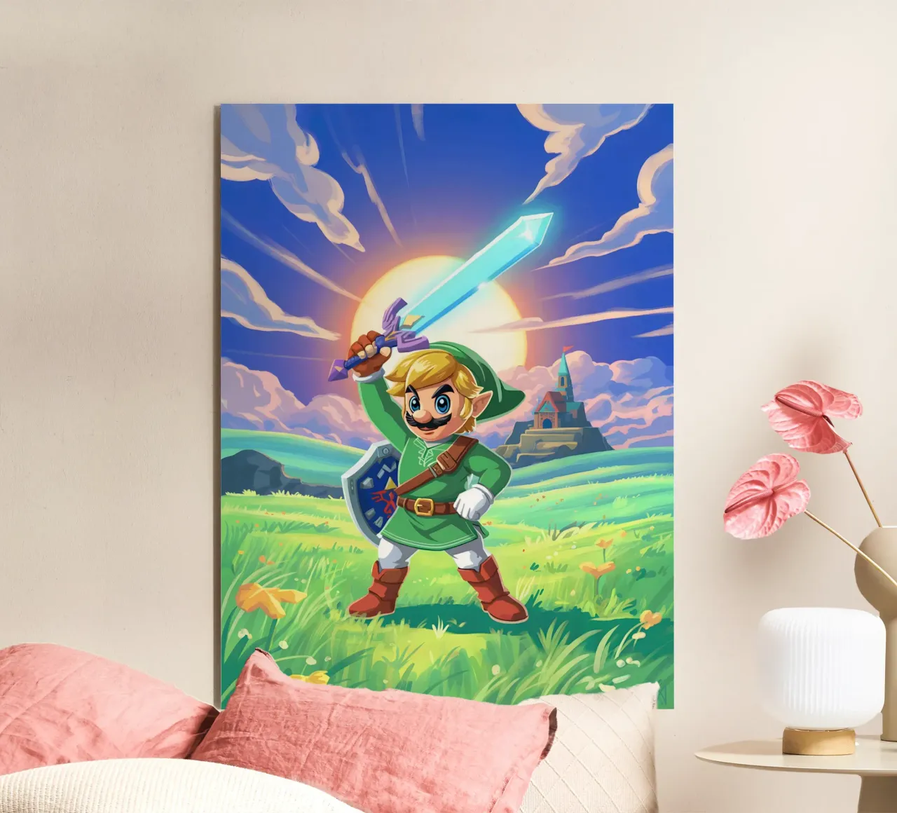 Super Mario Bros x Link from The Legend of Zelda pannello forex da Stellar Creative