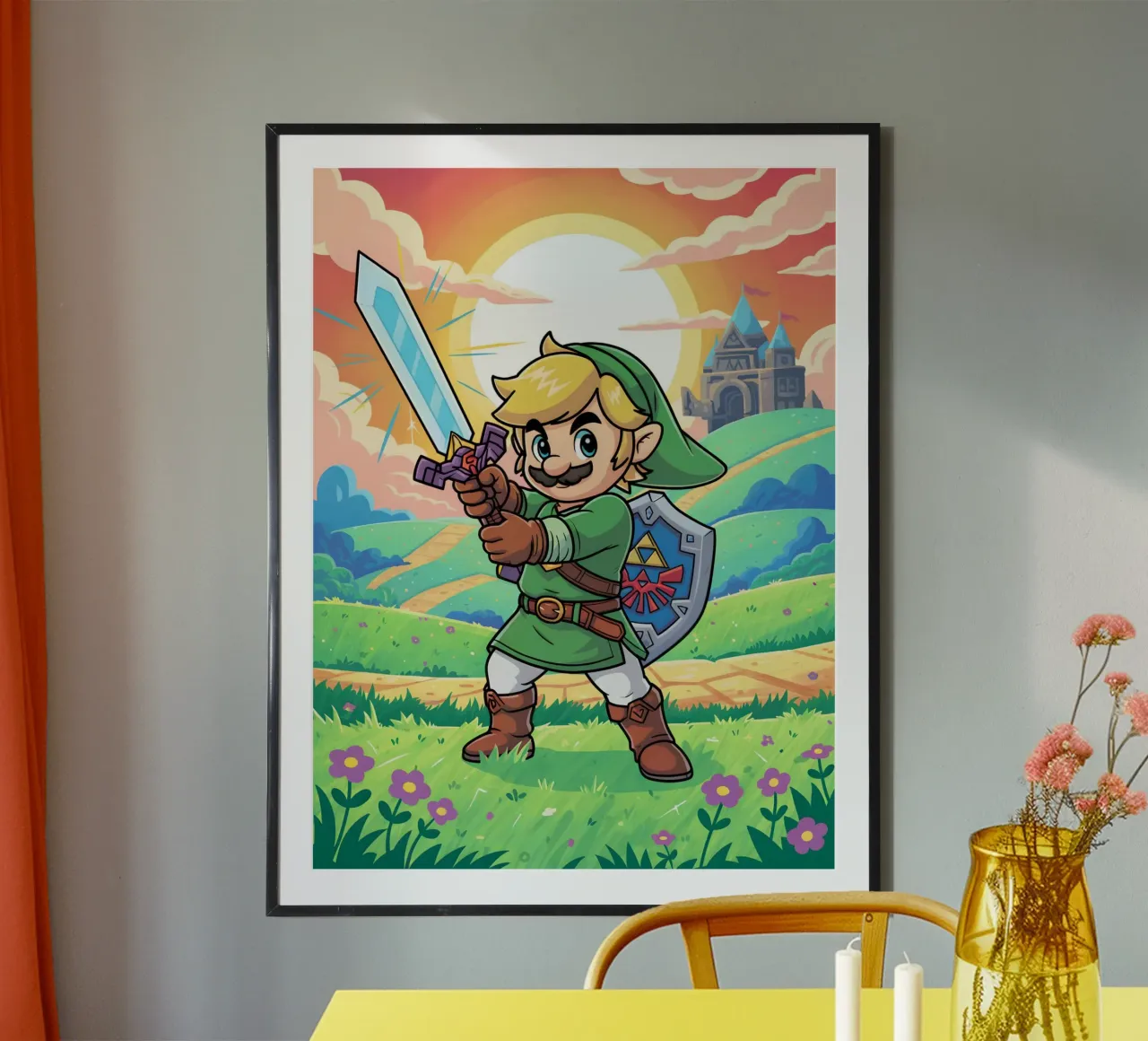 Super Mario Bros x Link from The Legend of Zelda carta hahnemühle da Stellar Creative