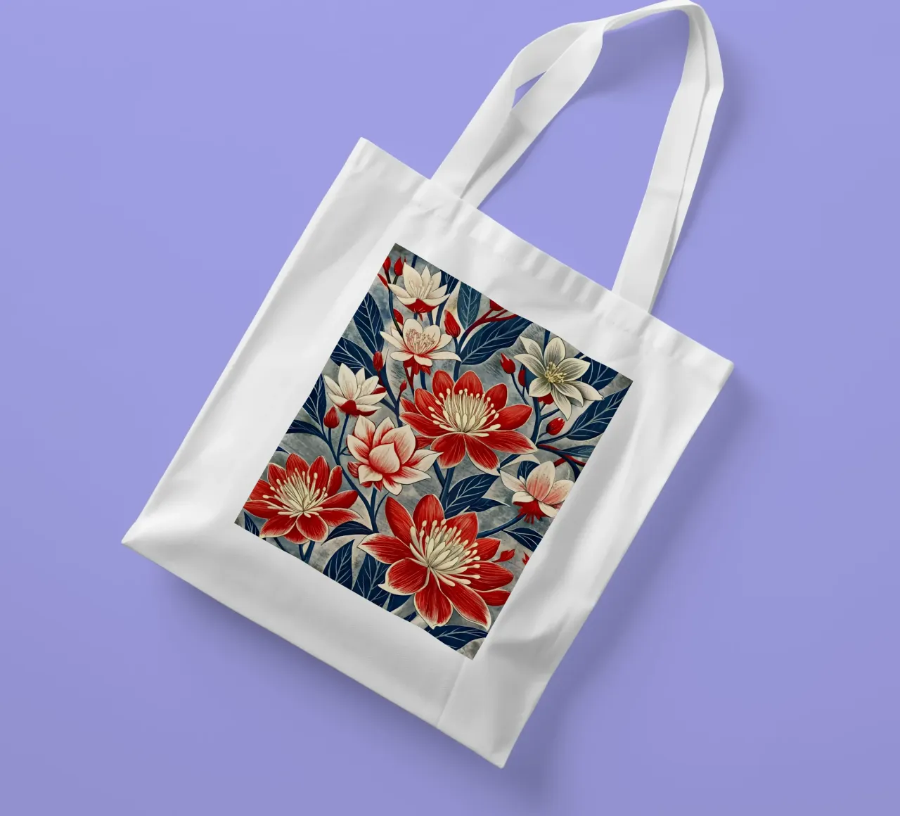 Arazzo floreale cremisi e crema borsa in juta da Artistic-shop