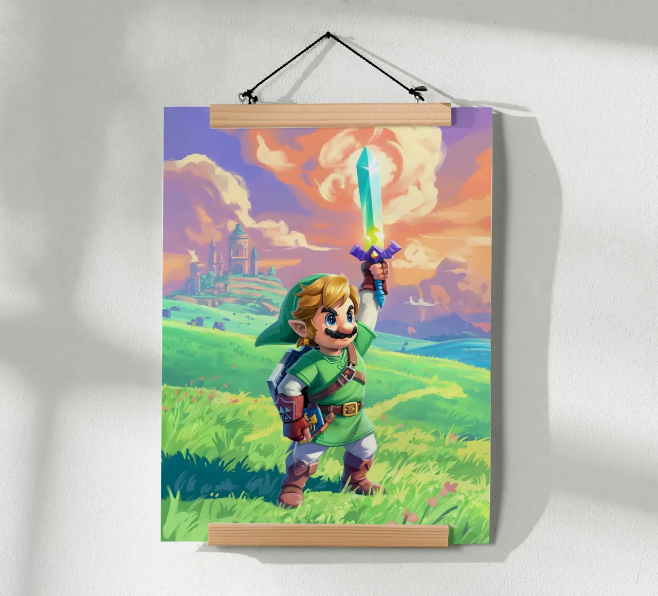 Super Mario Bros x Link from The Legend of Zelda carta hahnemühle da Stellar Creative
