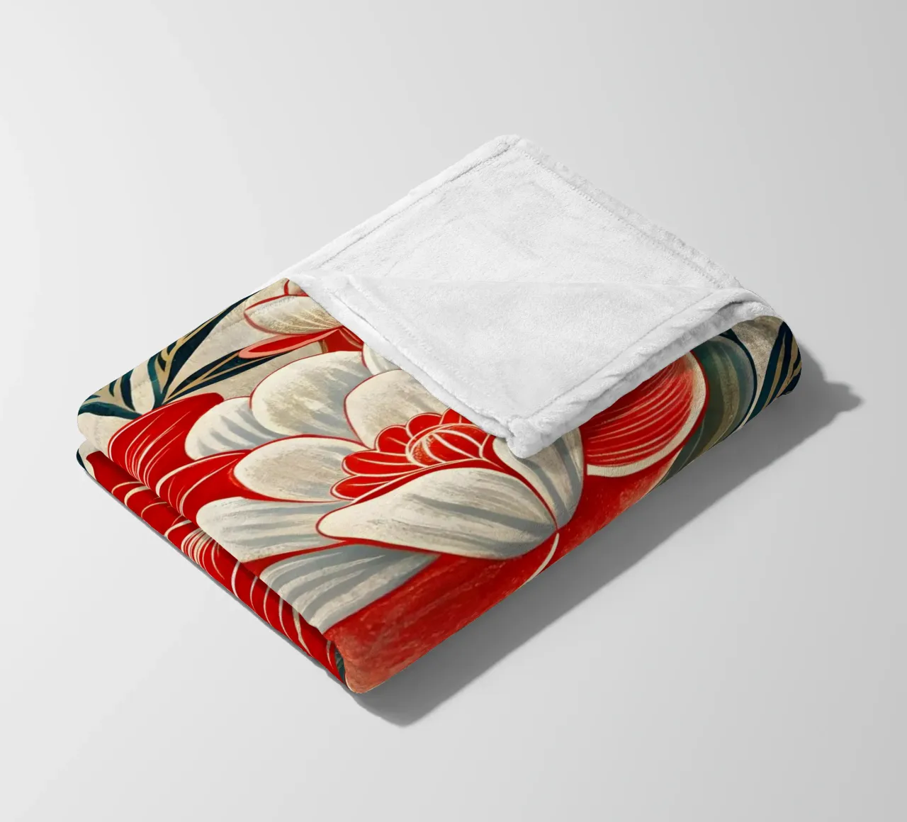Sinfonia floreale in rosso e bianco coperta in pile da Artistic-shop