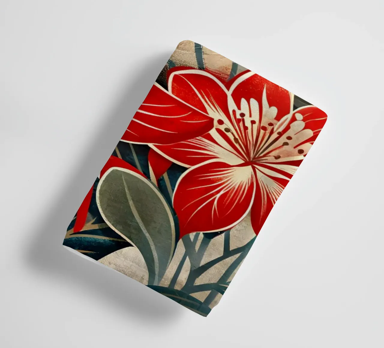 Bloemsymfonie in rood en wit badhanddoek van Artistic-shop