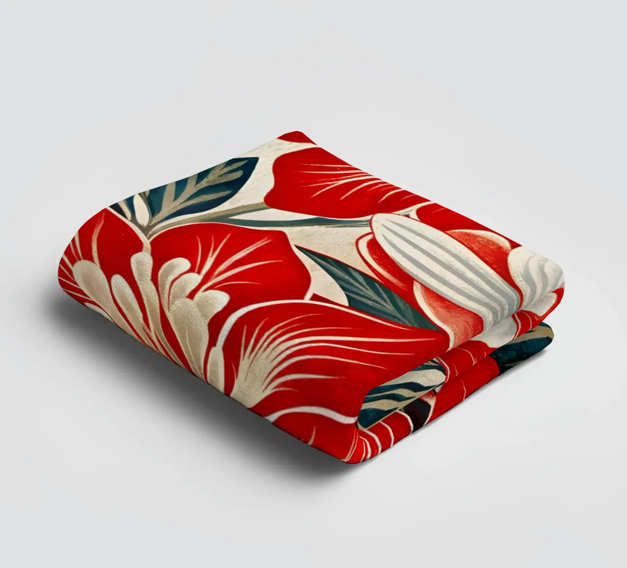 Bloemsymfonie in rood en wit badhanddoek van Artistic-shop