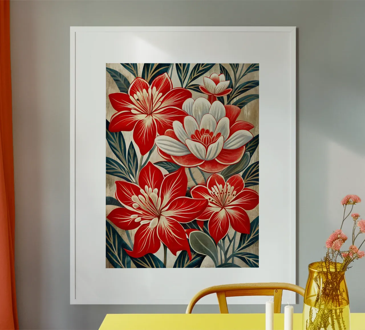 Sinfonia floreale in rosso e bianco carta hahnemühle da Artistic-shop