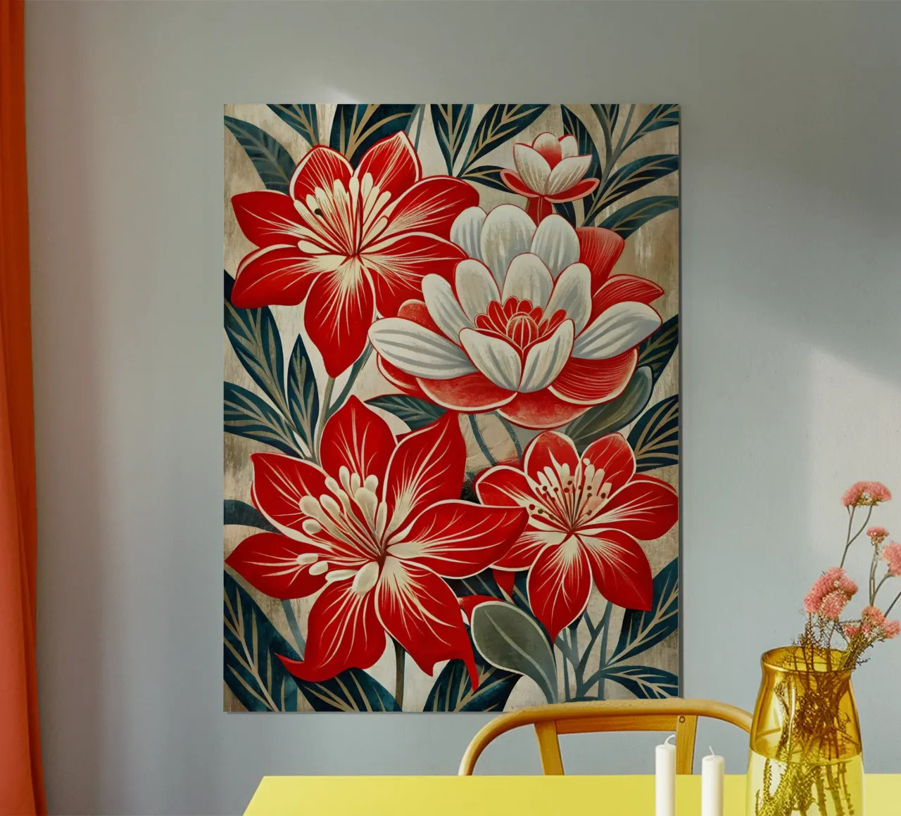 Sinfonia floreale in rosso e bianco carta hahnemühle da Artistic-shop