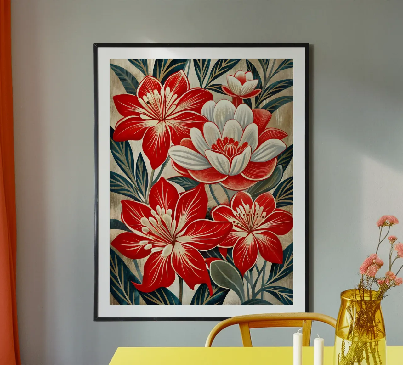 Sinfonia floreale in rosso e bianco carta hahnemühle da Artistic-shop