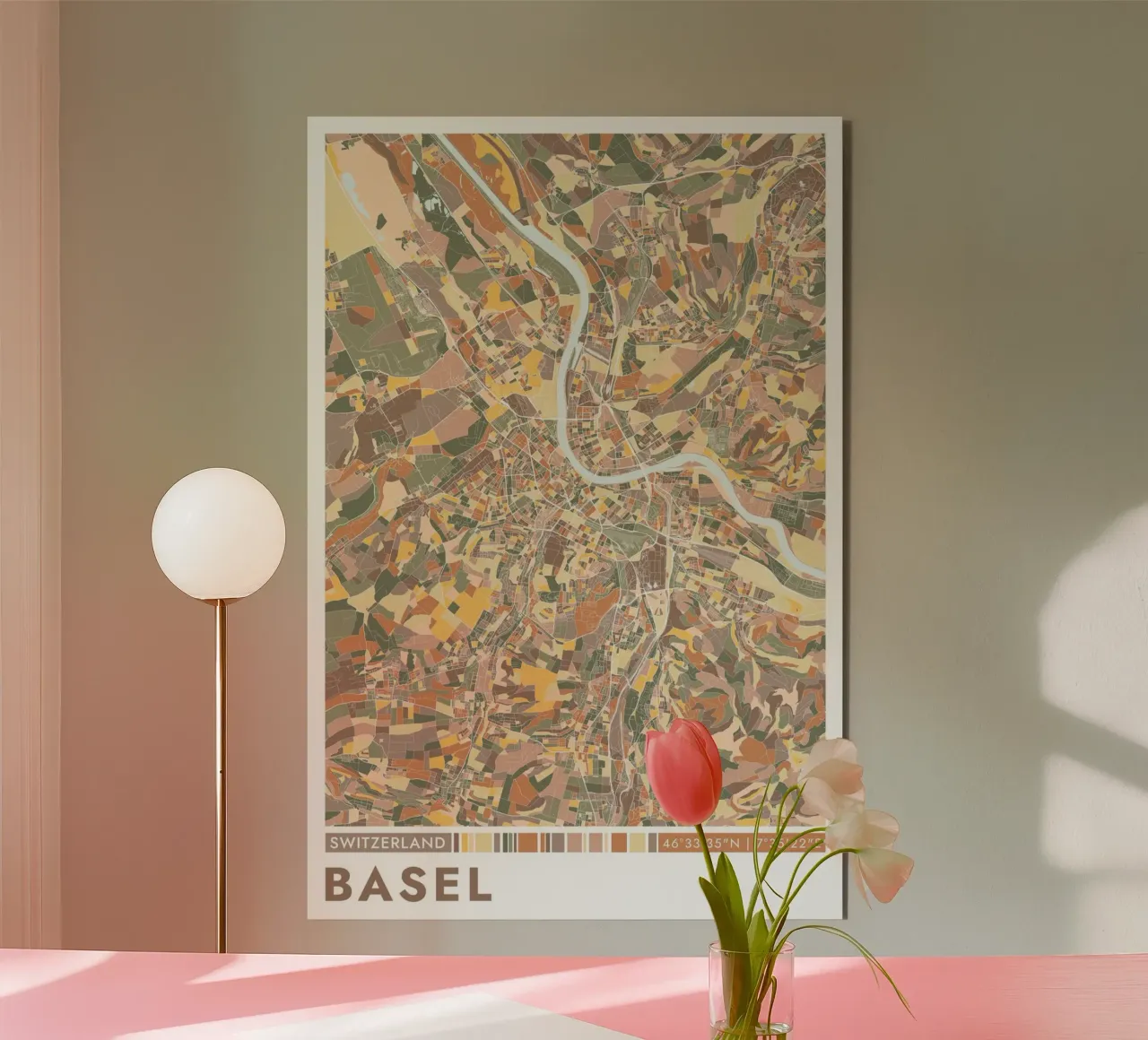 Basilea Città alluminio dibond da CityMapPoster
