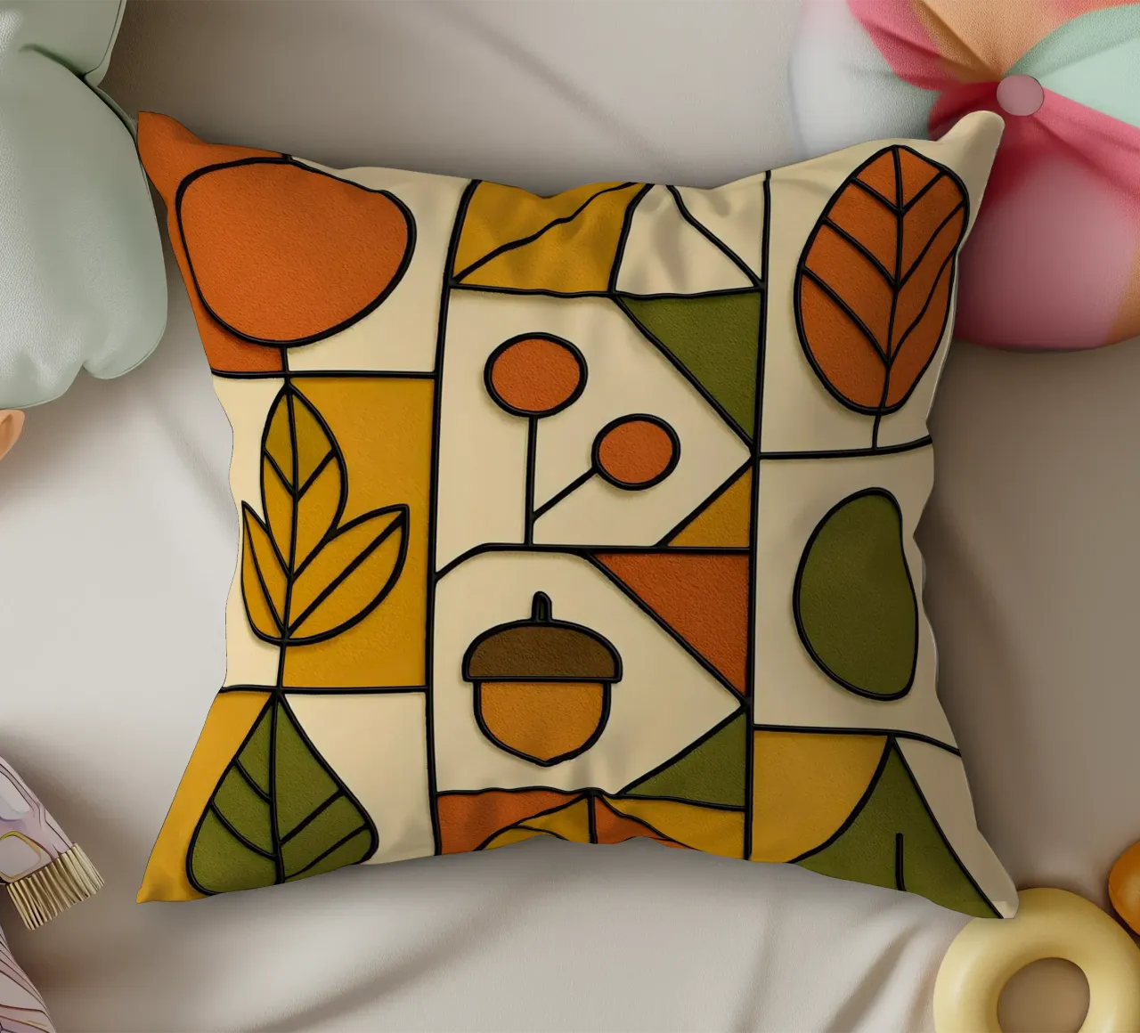 Autunno in stile Bauhaus cuscino da ARTOMATIC