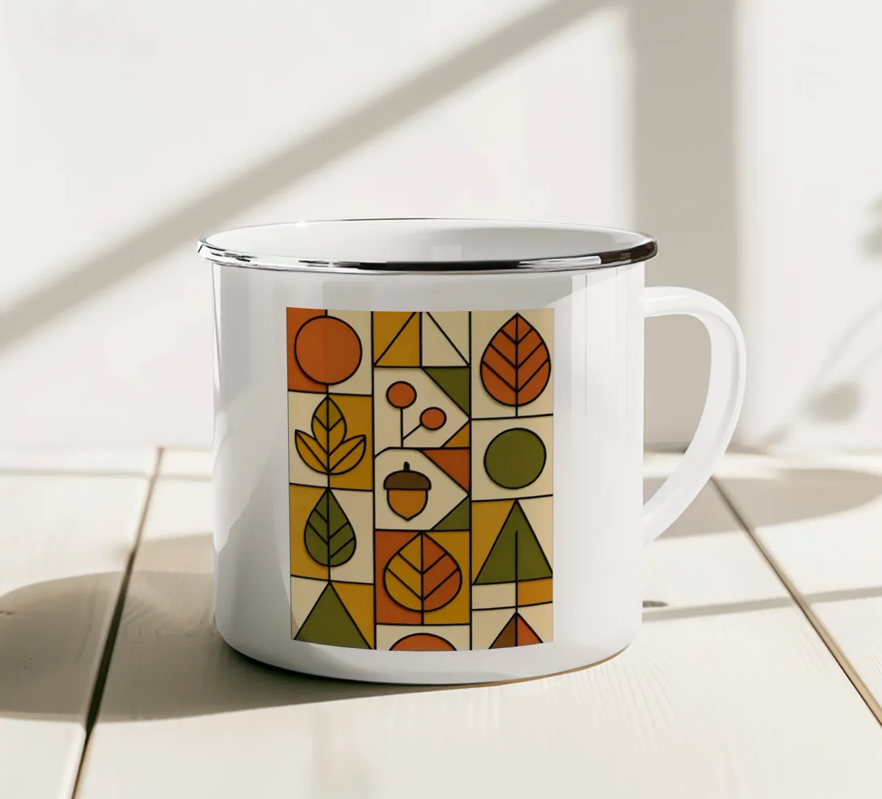 Autunno in stile Bauhaus tazza in smalto da ARTOMATIC