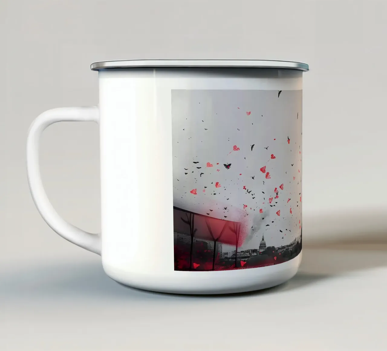 Eiffel Tower Panorama enamel mug by M-Ulrich-Digital Art