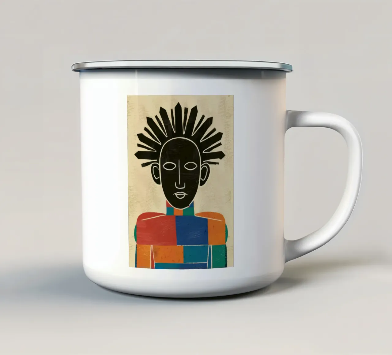 Line art tribale tazza in smalto da Katarsis Mann